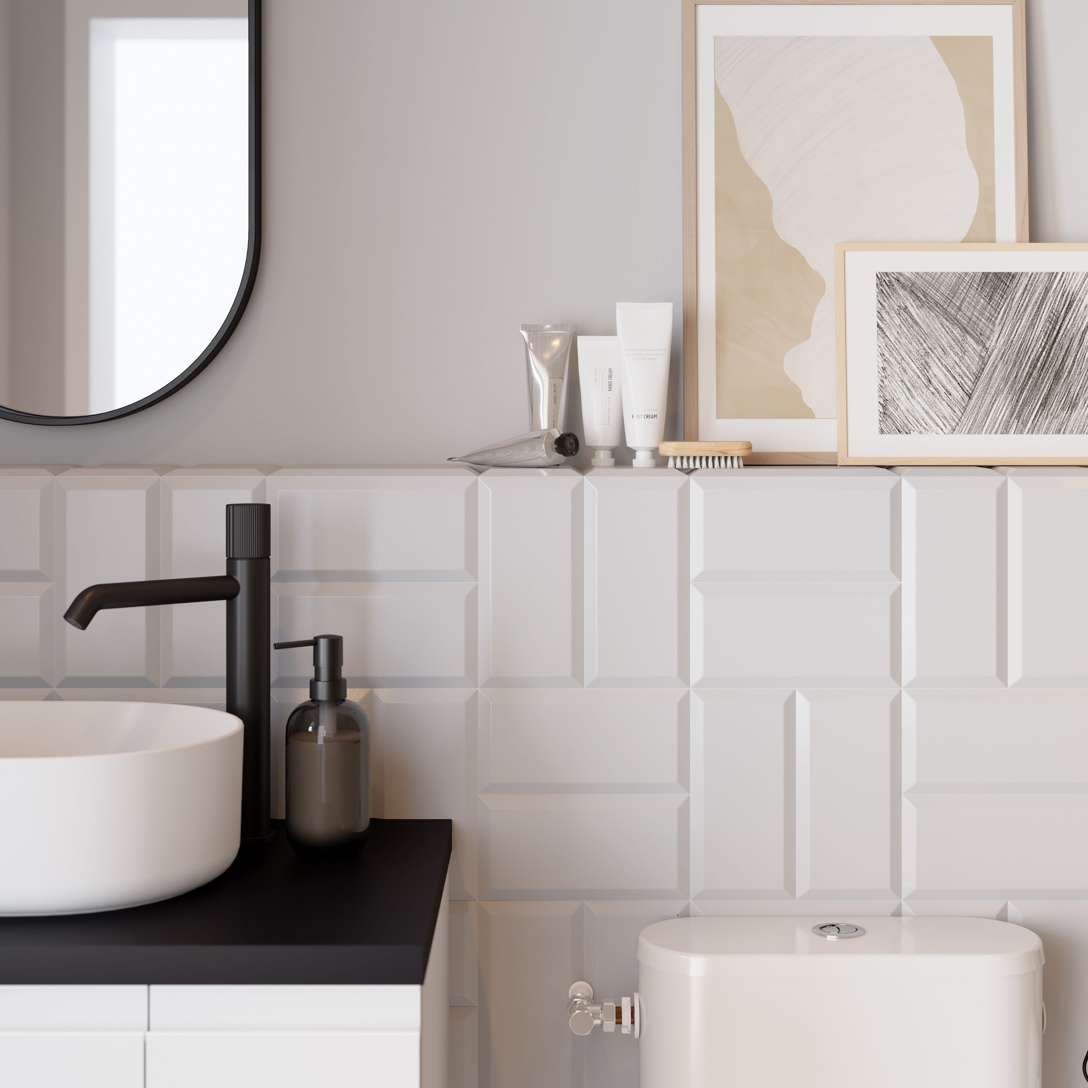 Trentie Taupe Metro Ceramic Wall tile - 4