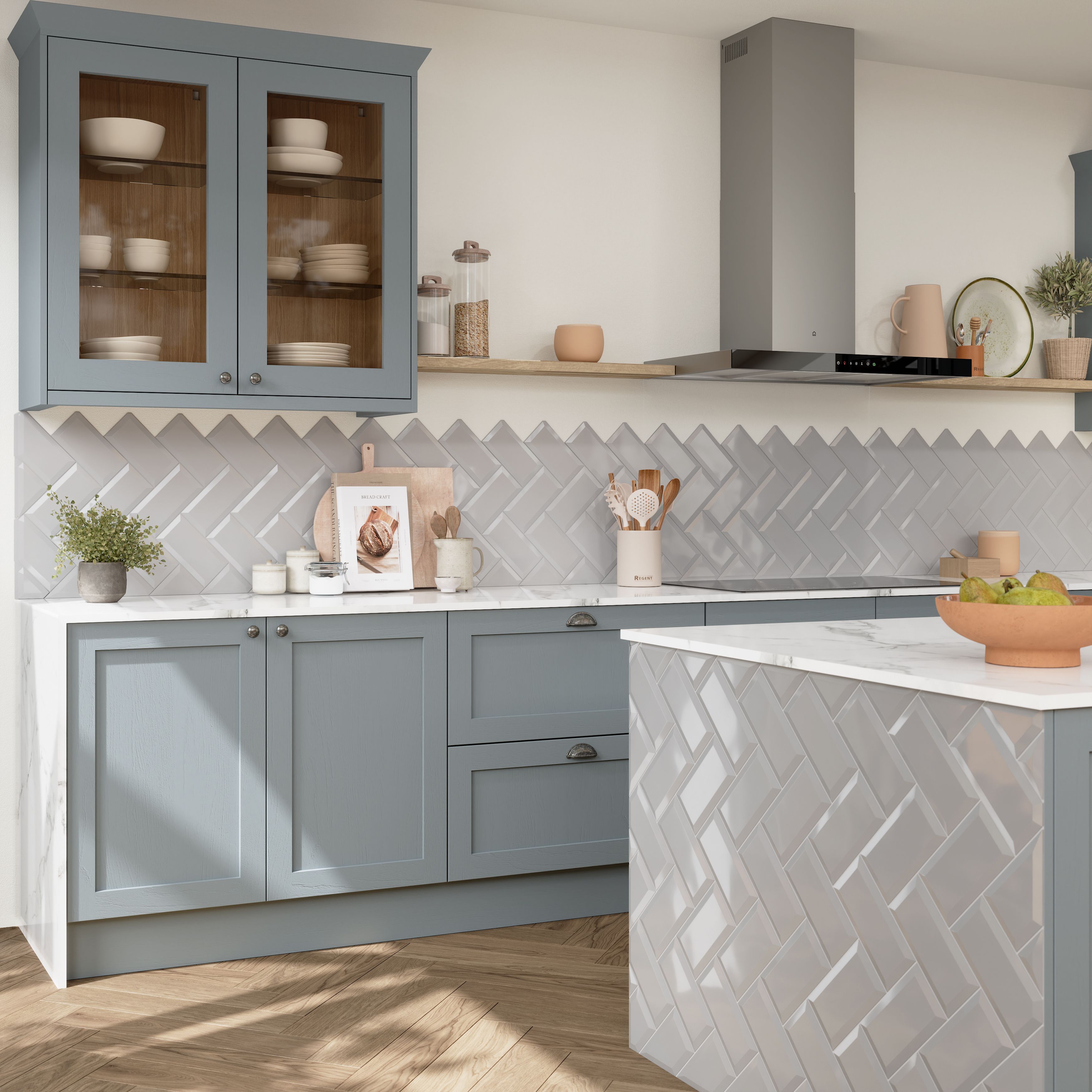 Trentie Taupe Gloss Textured Ceramic Indoor Wall Tile, Pack of 50, (L)200mm (W)100mm