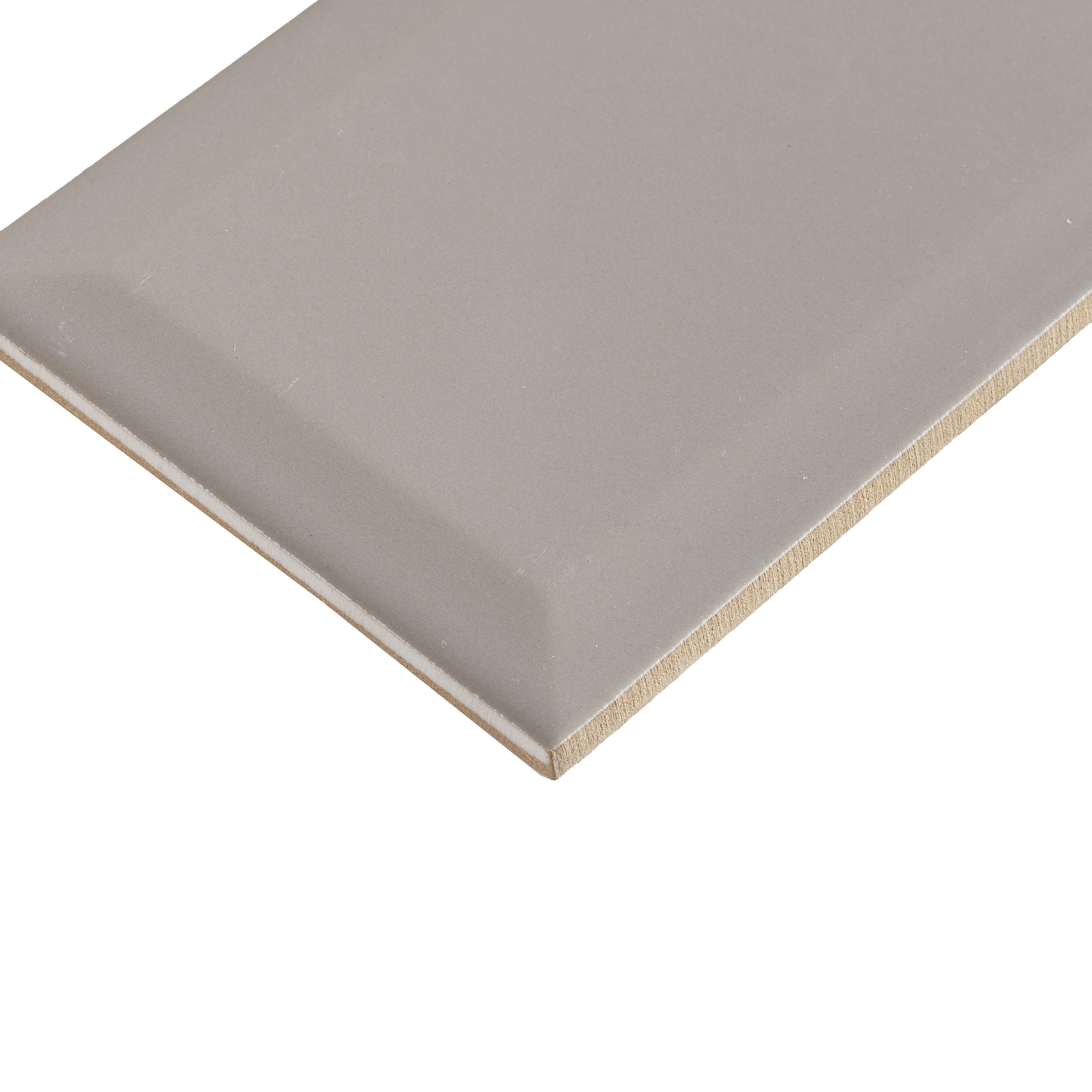 Trentie Taupe Gloss Textured Ceramic Indoor Wall Tile, Pack of 50, (L)200mm (W)100mm