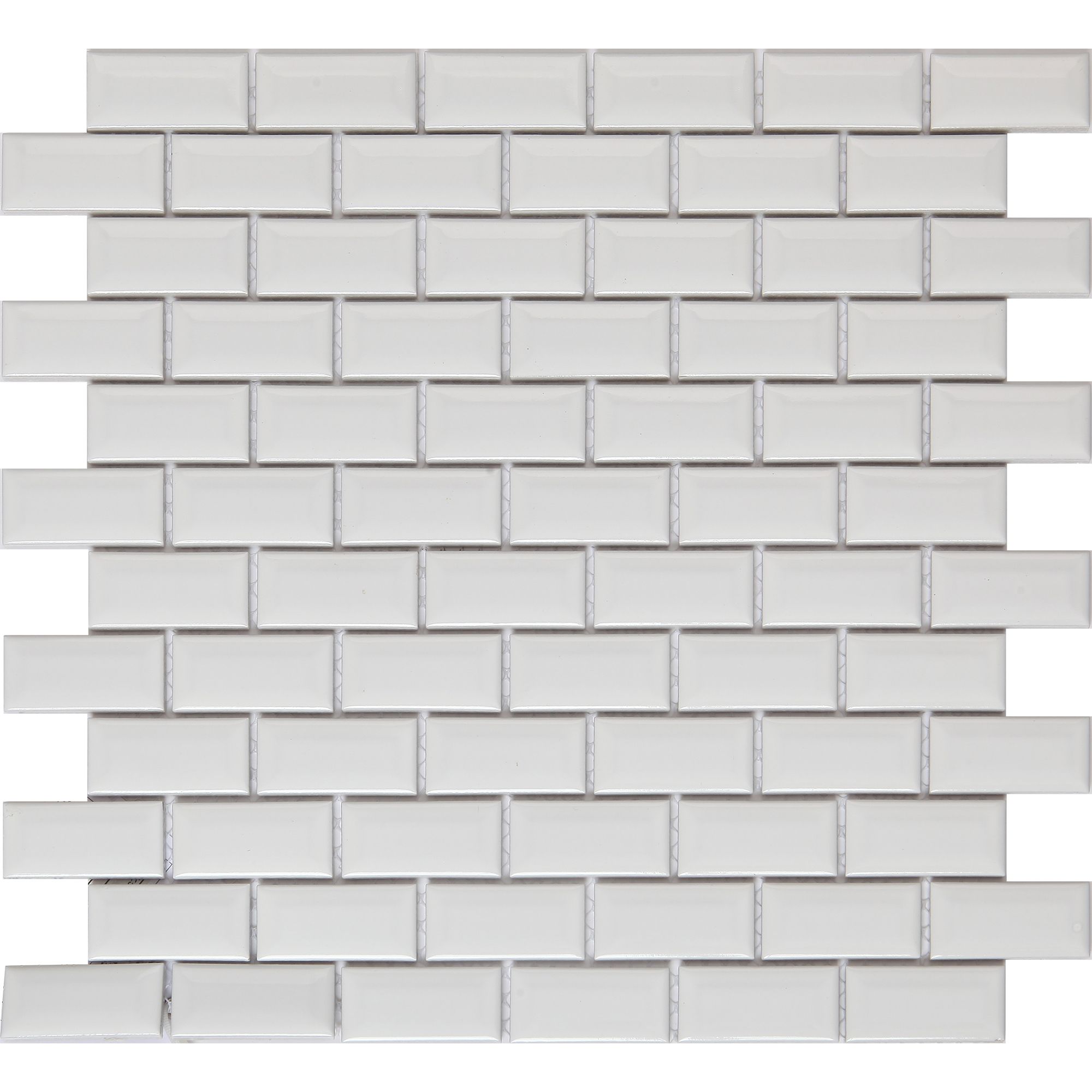 Trentie White Gloss Flat Ceramic Mosaic tile sheet