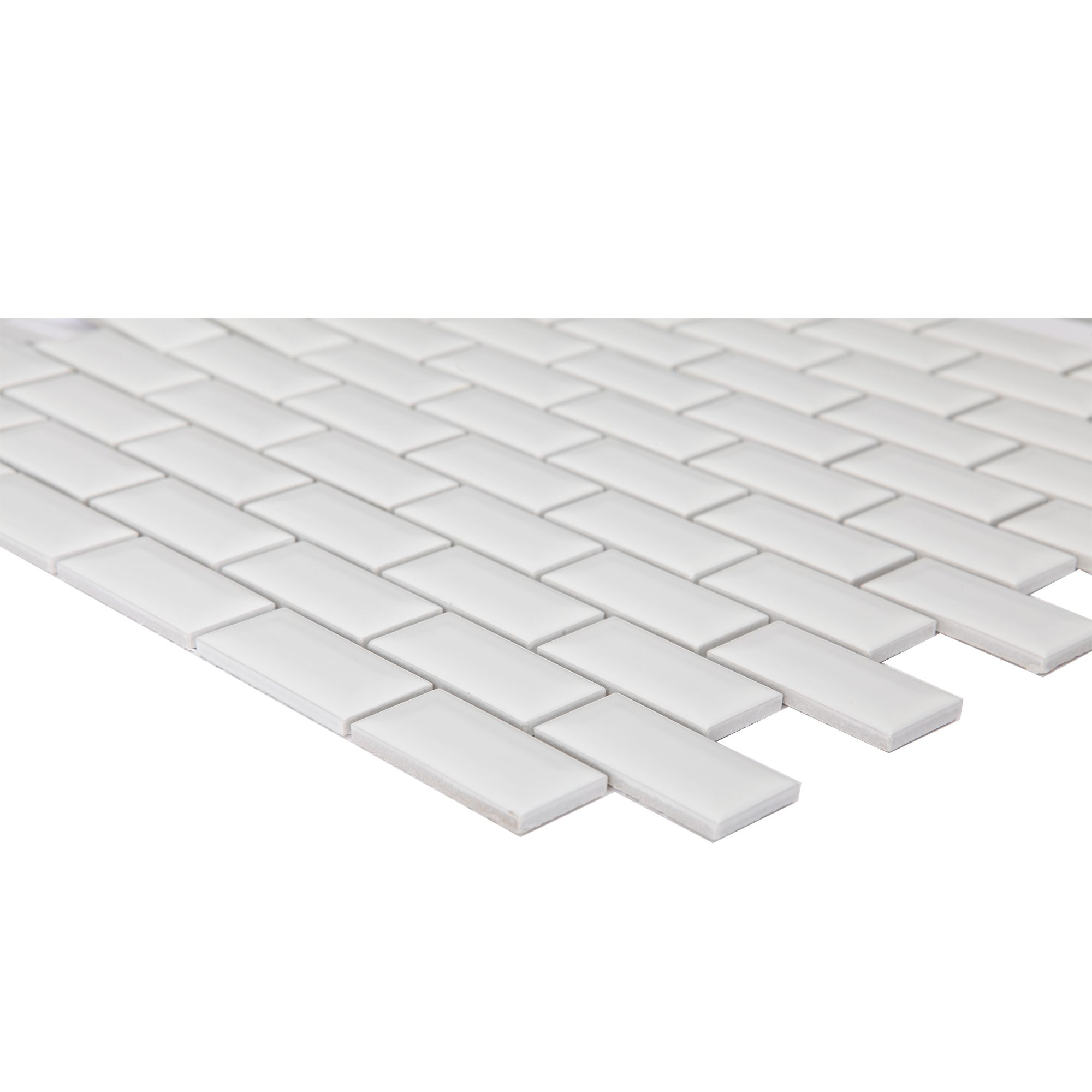Trentie White Gloss Flat Ceramic Mosaic tile sheet - 3