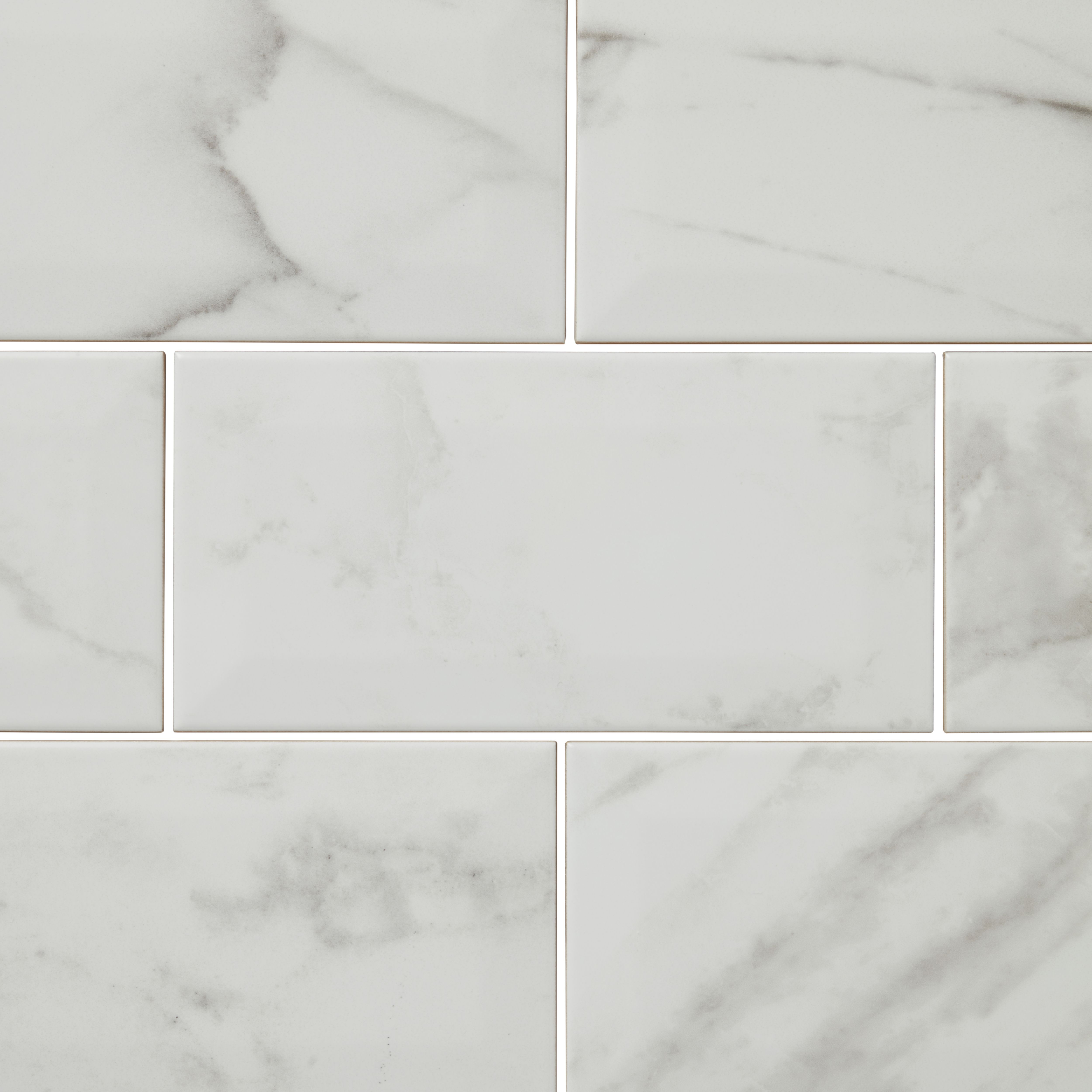 Trentie White Gloss Marble effect Ceramic Indoor Wall Tile - 3