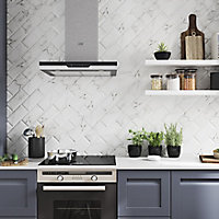 Trentie White Gloss Marble effect Ceramic Wall Tile Sample