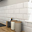 Trentie White Gloss Metro Ceramic Wall Tile, Pack of 40, (L)200mm (W)100mm