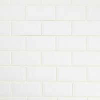 Trentie White Gloss Metro Ceramic Wall Tile, Pack of 48, (L)200mm (W)100mm