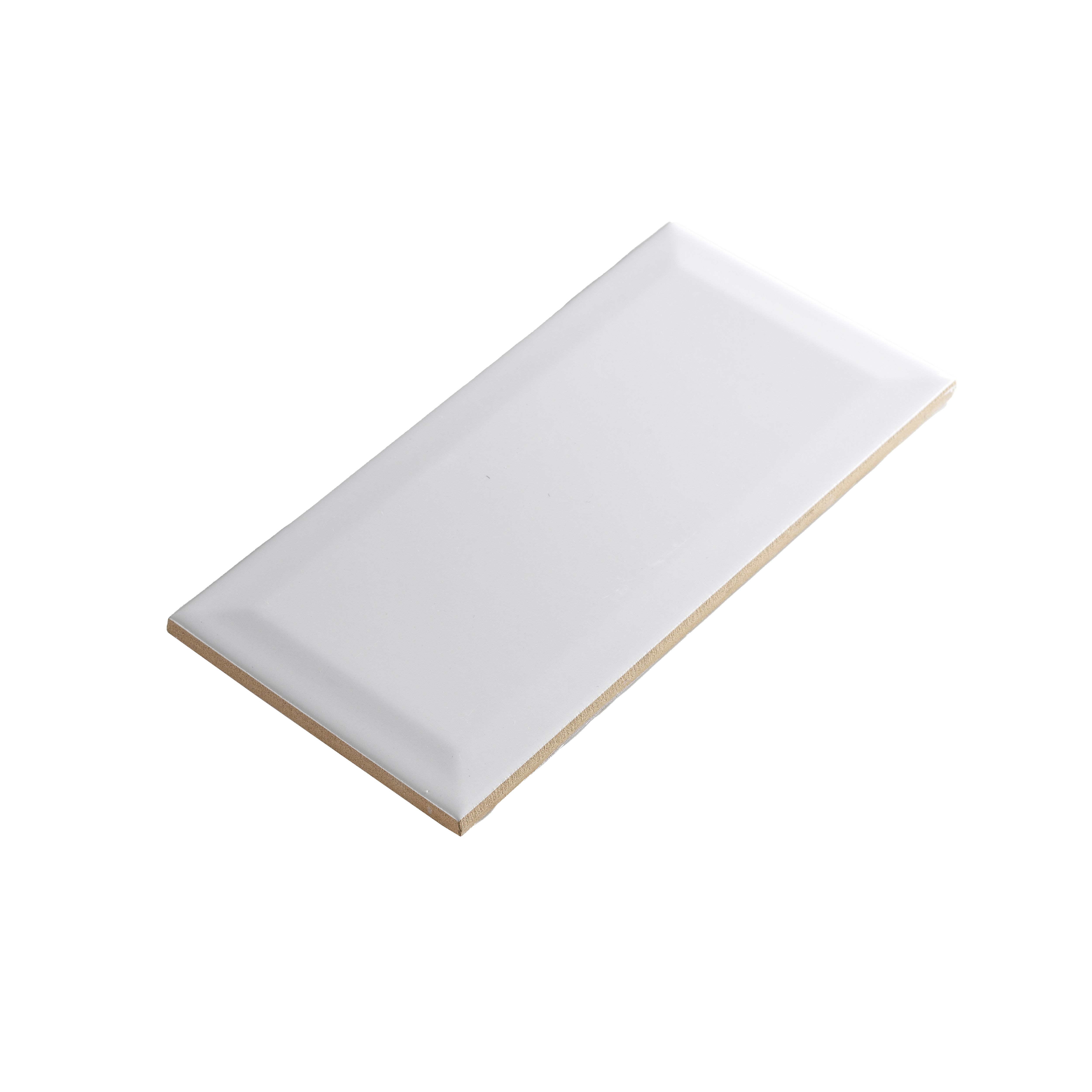 Trentie White Gloss Textured Ceramic Indoor Wall Tile, Pack of 50, (L)200mm (W)100mm