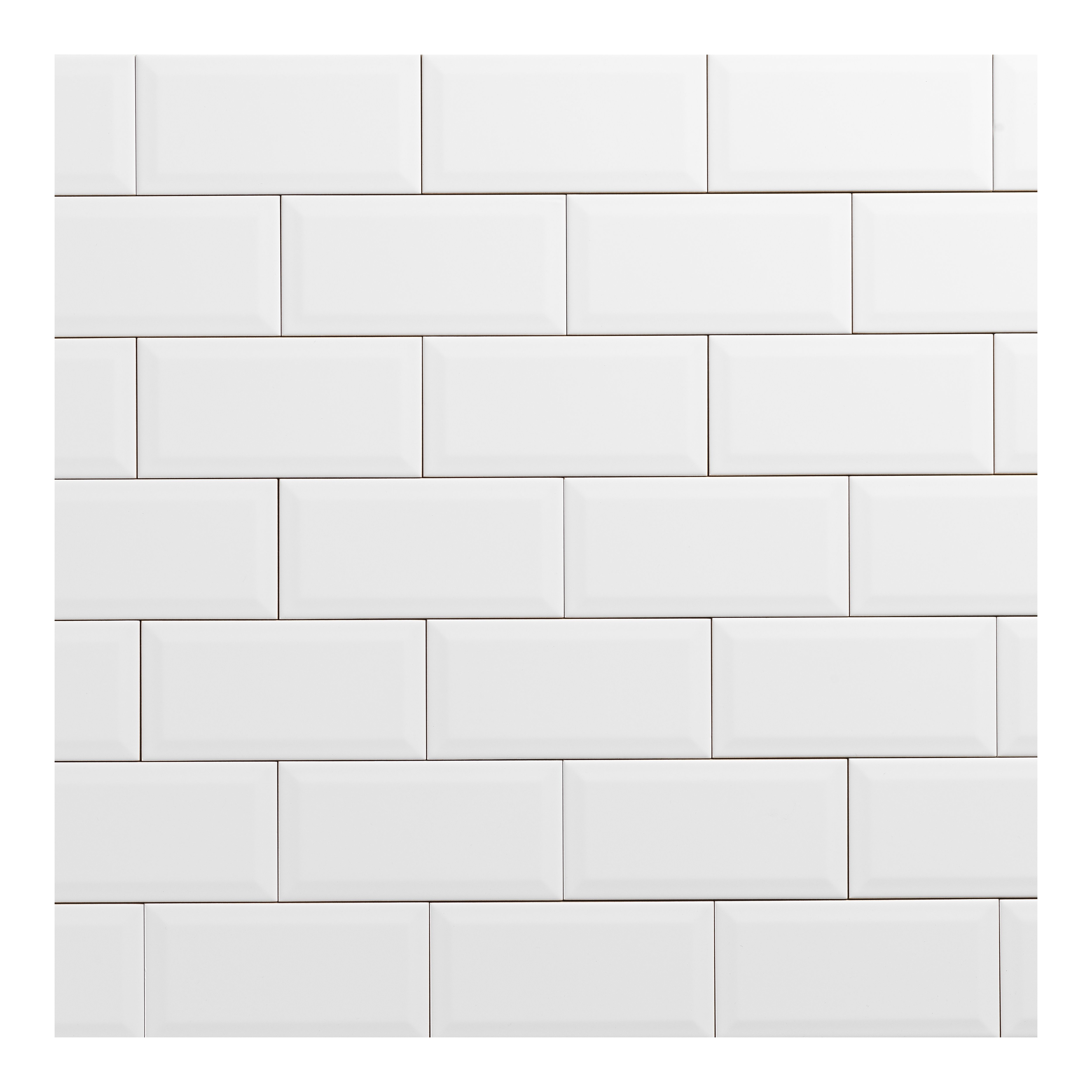 Trentie White Gloss Textured Ceramic Indoor Wall Tile, Pack of 50, (L)200mm (W)100mm