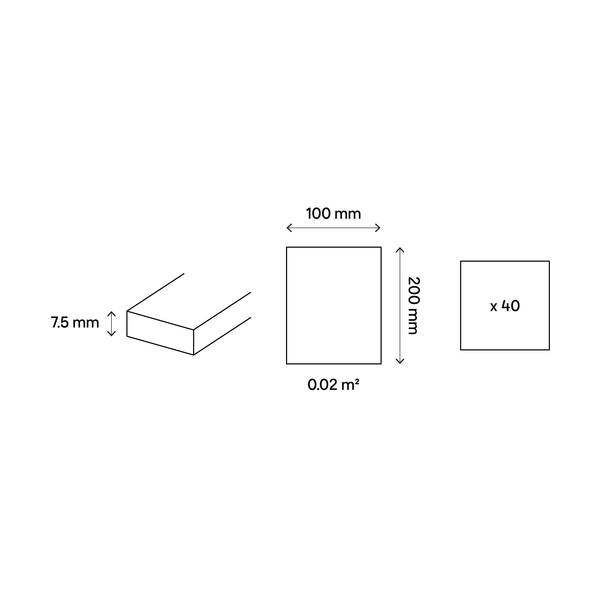 Trentie White Matt Metro Ceramic Indoor Wall tile, Pack of 40, (L)200mm (W)100mm