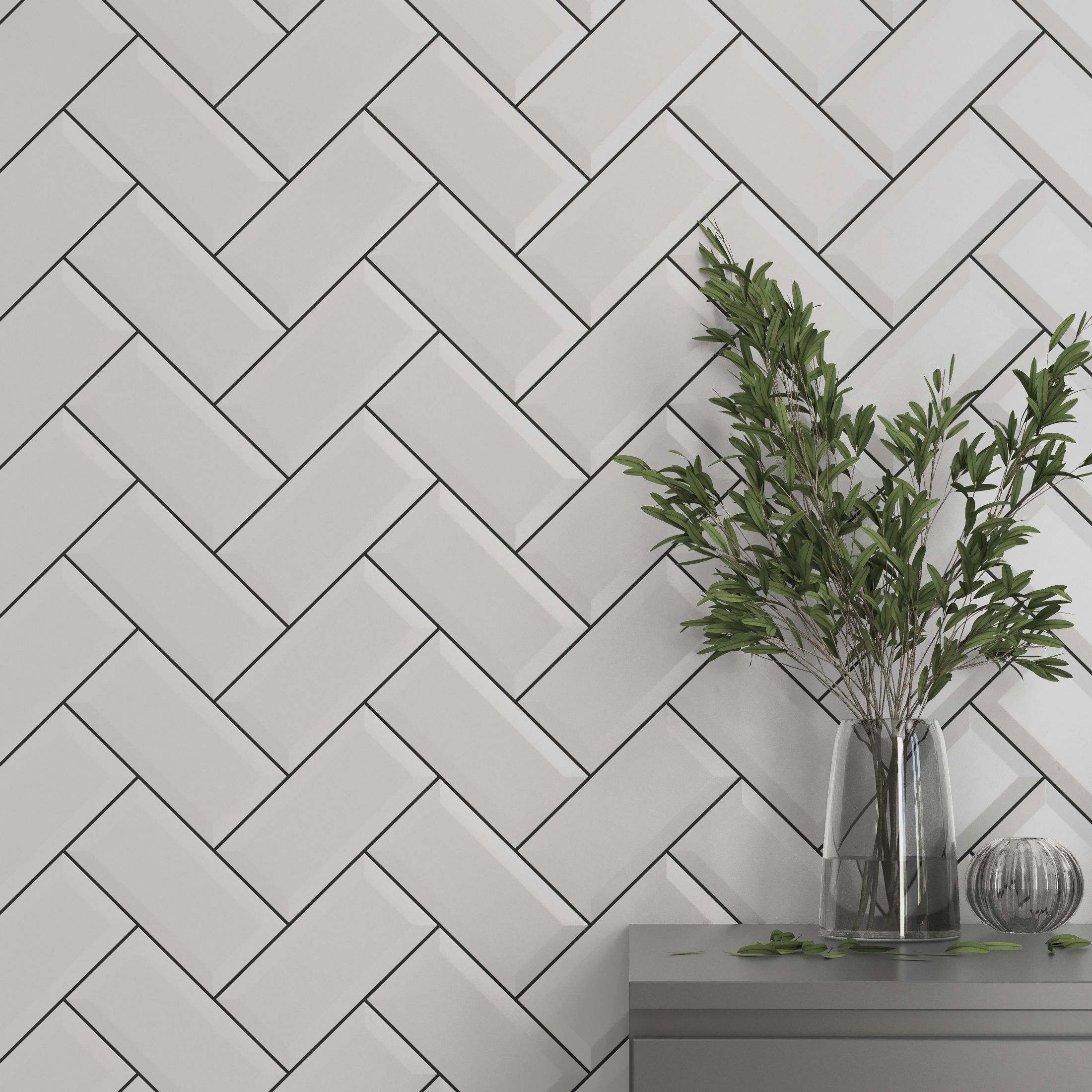 Trentie White Matt Metro Ceramic Indoor Wall Tile Sample