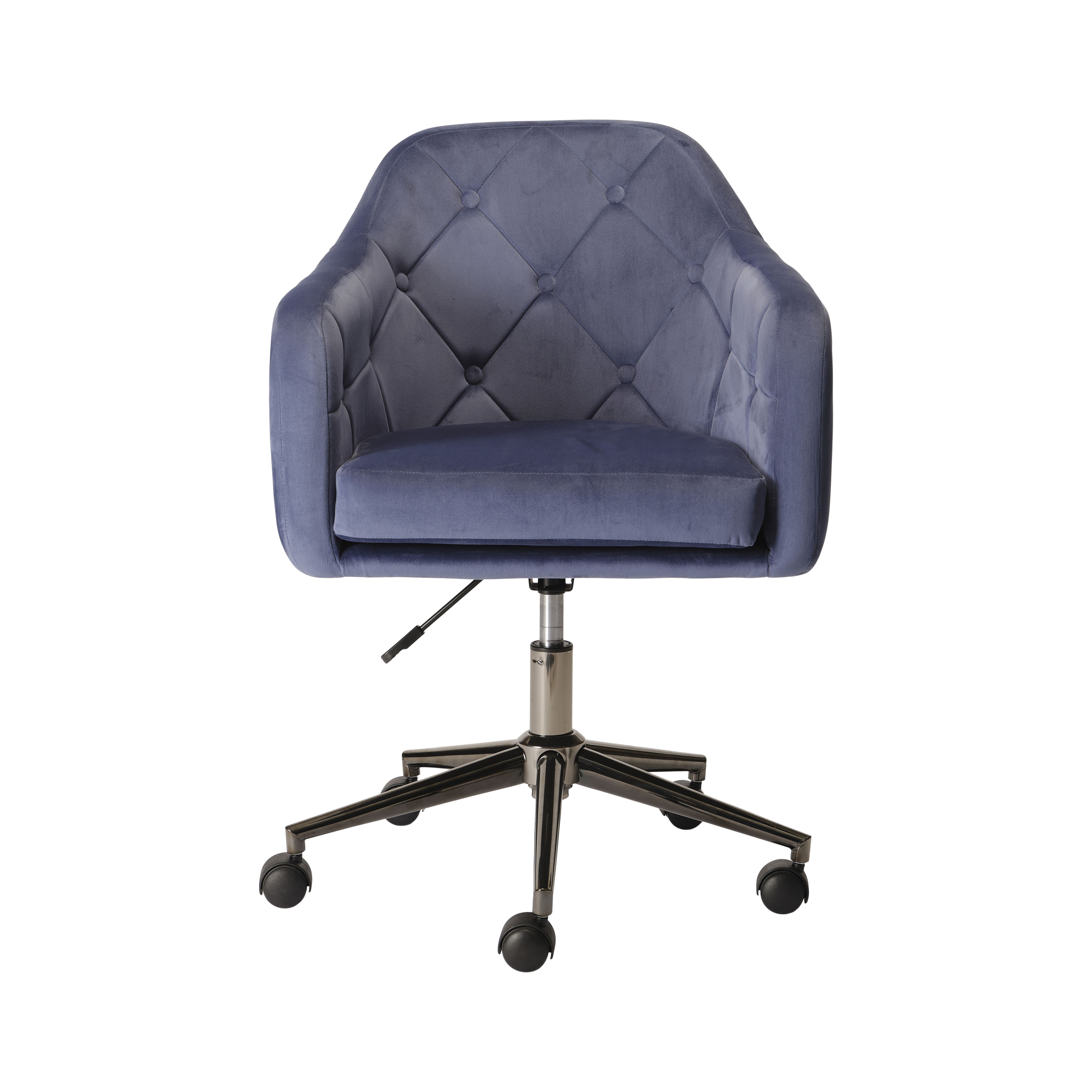 Trevillet Dark blue Velvet effect Office chair H 915mm W 620mm