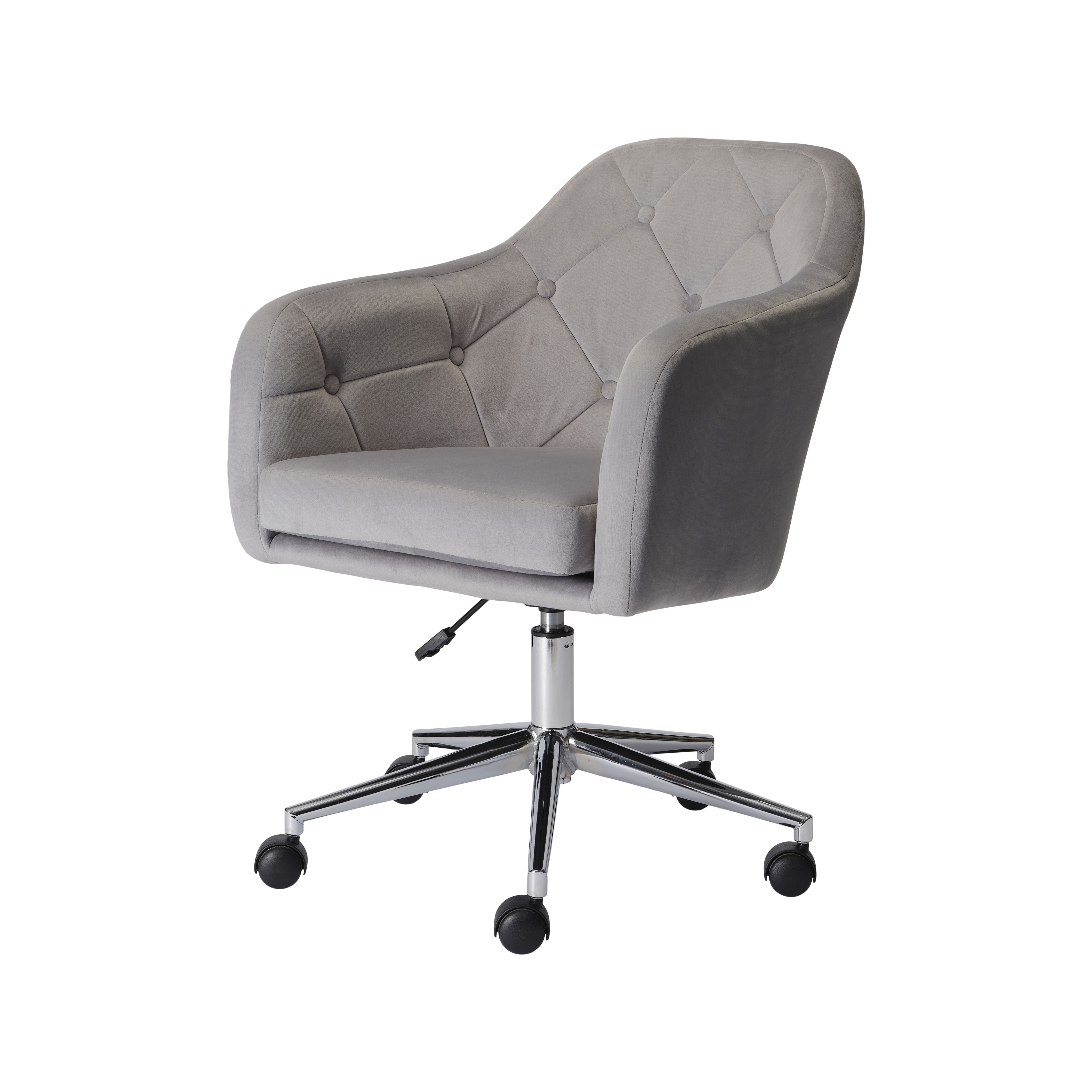 Trevillet Grey Velvet Effect Office Chair H 915mm W 620mm D 660mm   Trevillet Grey Velvet Effect Office Chair H 915mm W 620mm D 660mm~5059340620664 01c