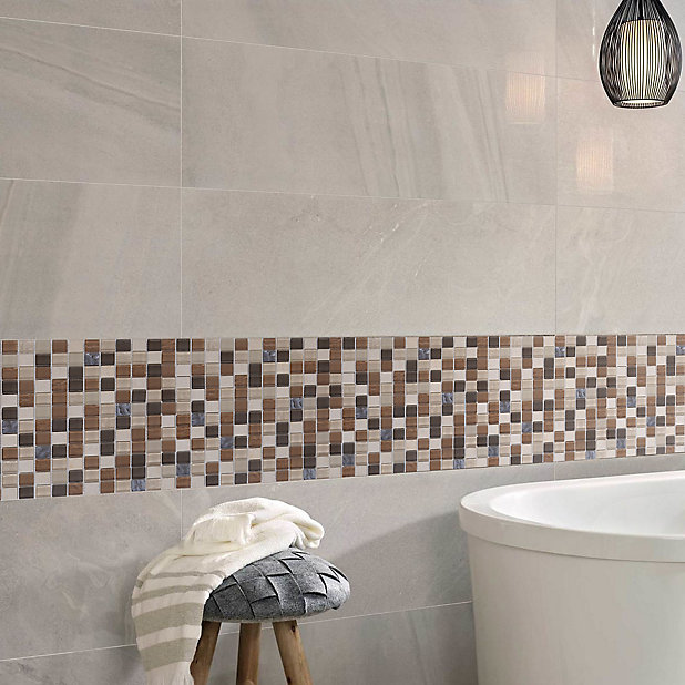 Brown Glass Natural Stone Mosaic Tile, Using Mosaic Tiles In Bathrooms