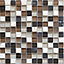 Triesto Beige & brown Gloss Stone effect Mosaic Glass & natural stone Mosaic tile, (L)300mm (W)300mm