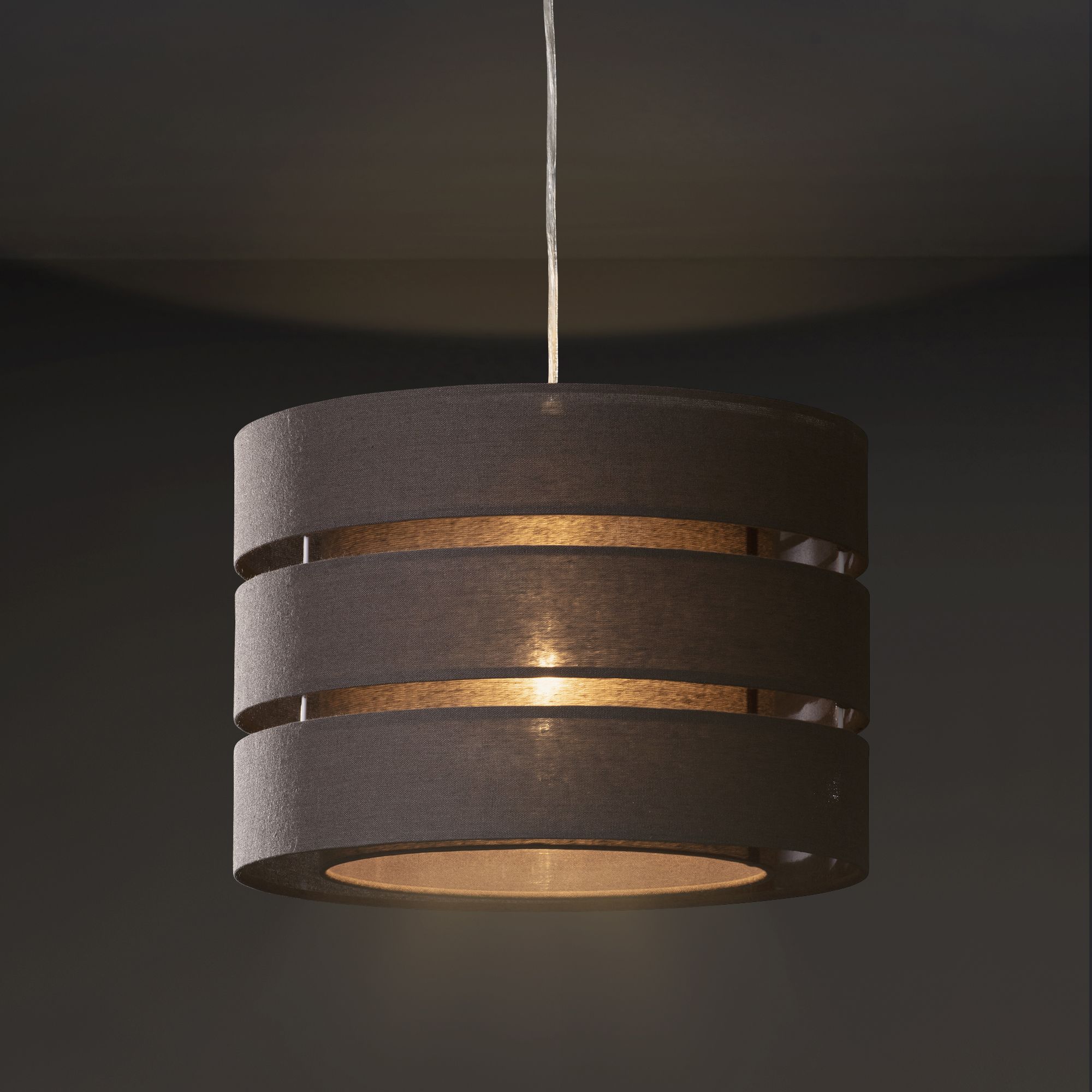 Trio Dark grey Pendant Cylinder Light shade (D)28cm