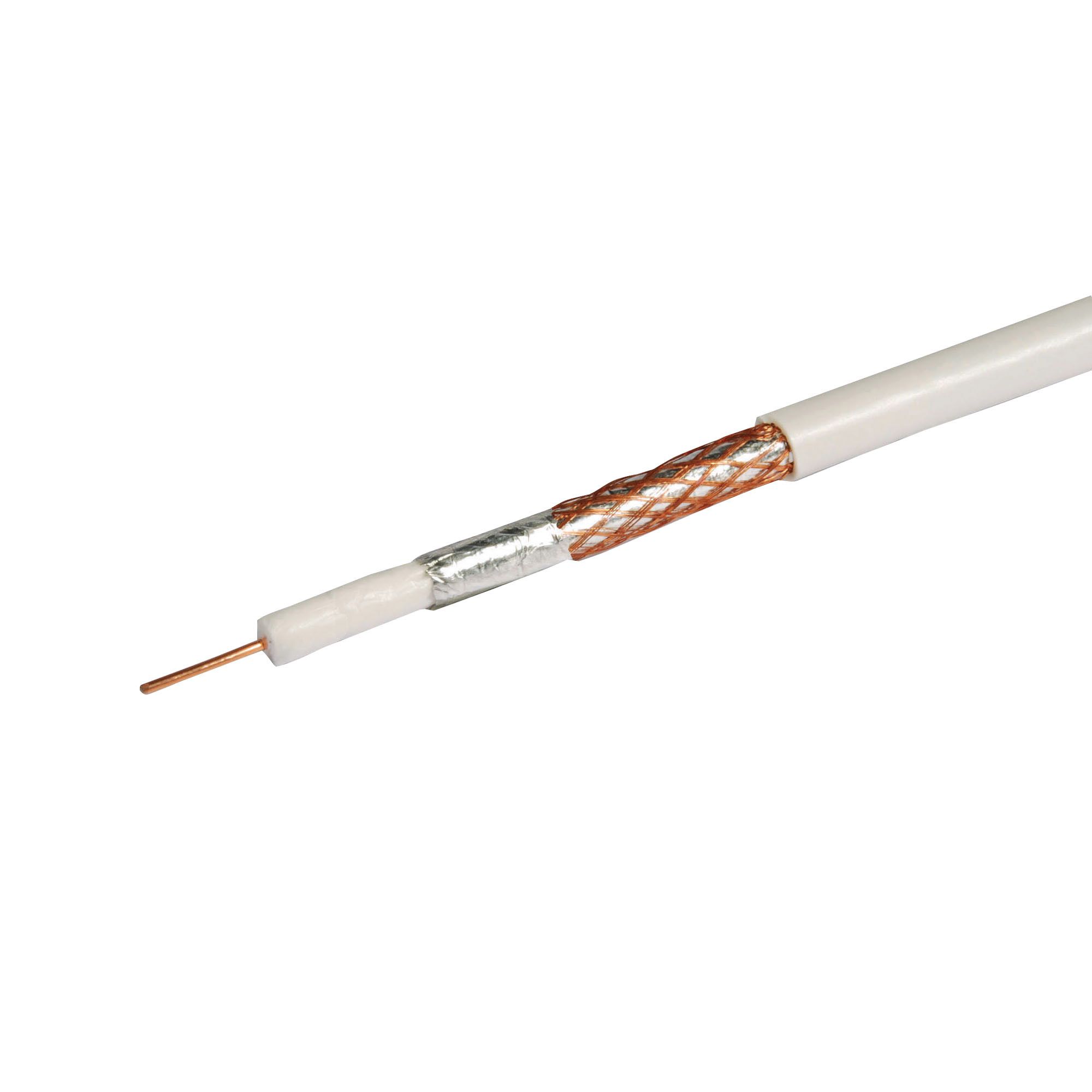 Tristar White Coaxial cable, 50m DIY at B&Q