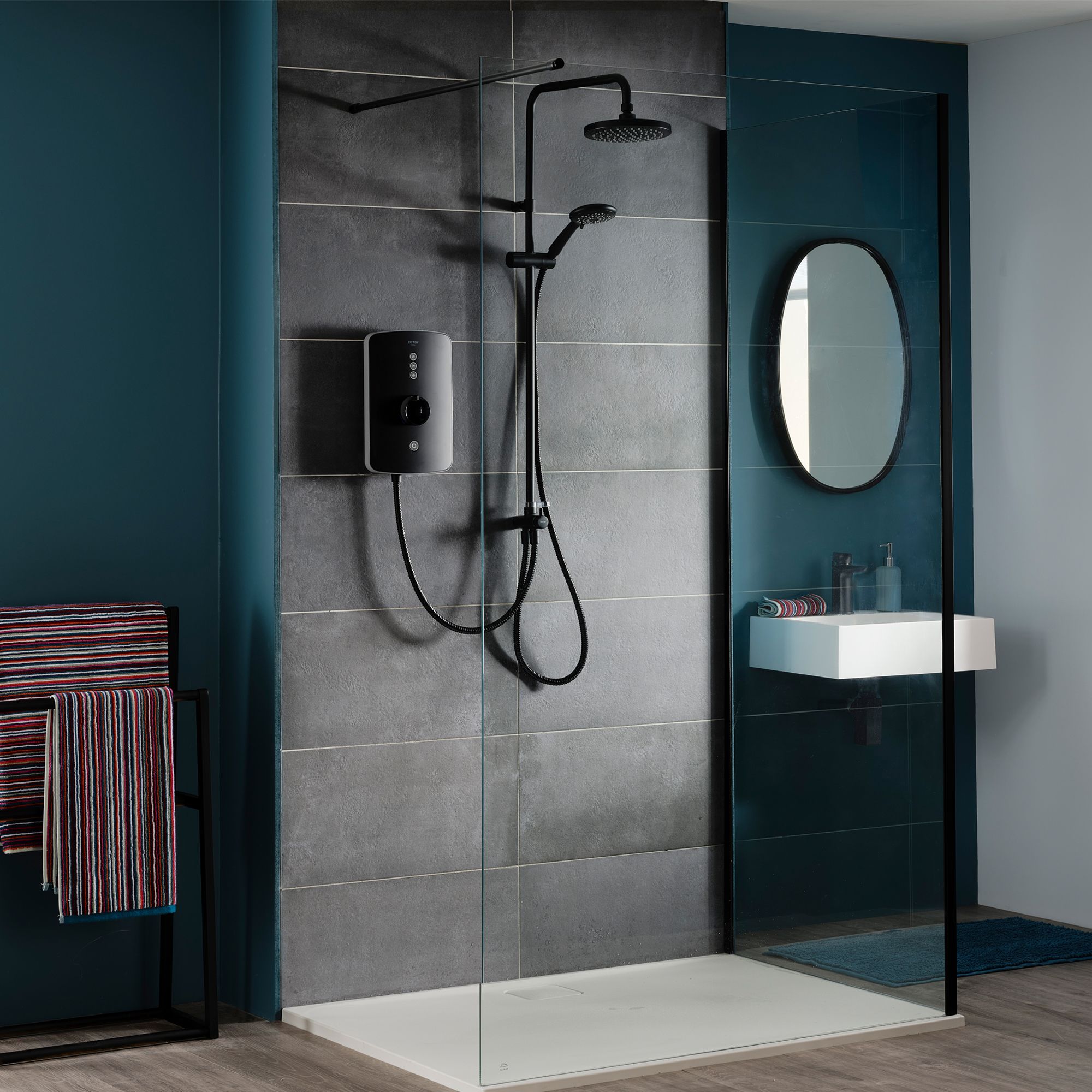 Triton Amala DuElec® Matt Black Manual Electric Shower, 9.5kW