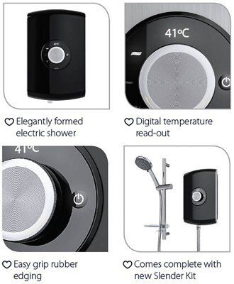 Triton Amore Brushed steel effect Electric Shower, 9.5kW