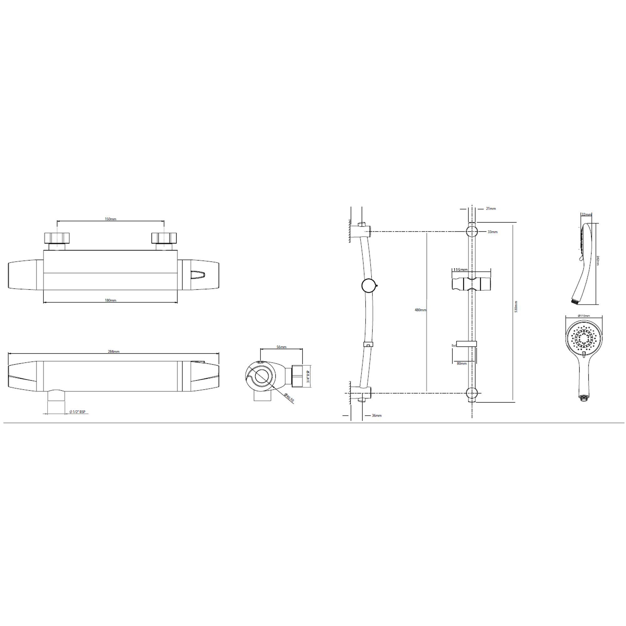 Triton Benito 3-spray pattern Rear fed Chrome effect Thermostatic Shower