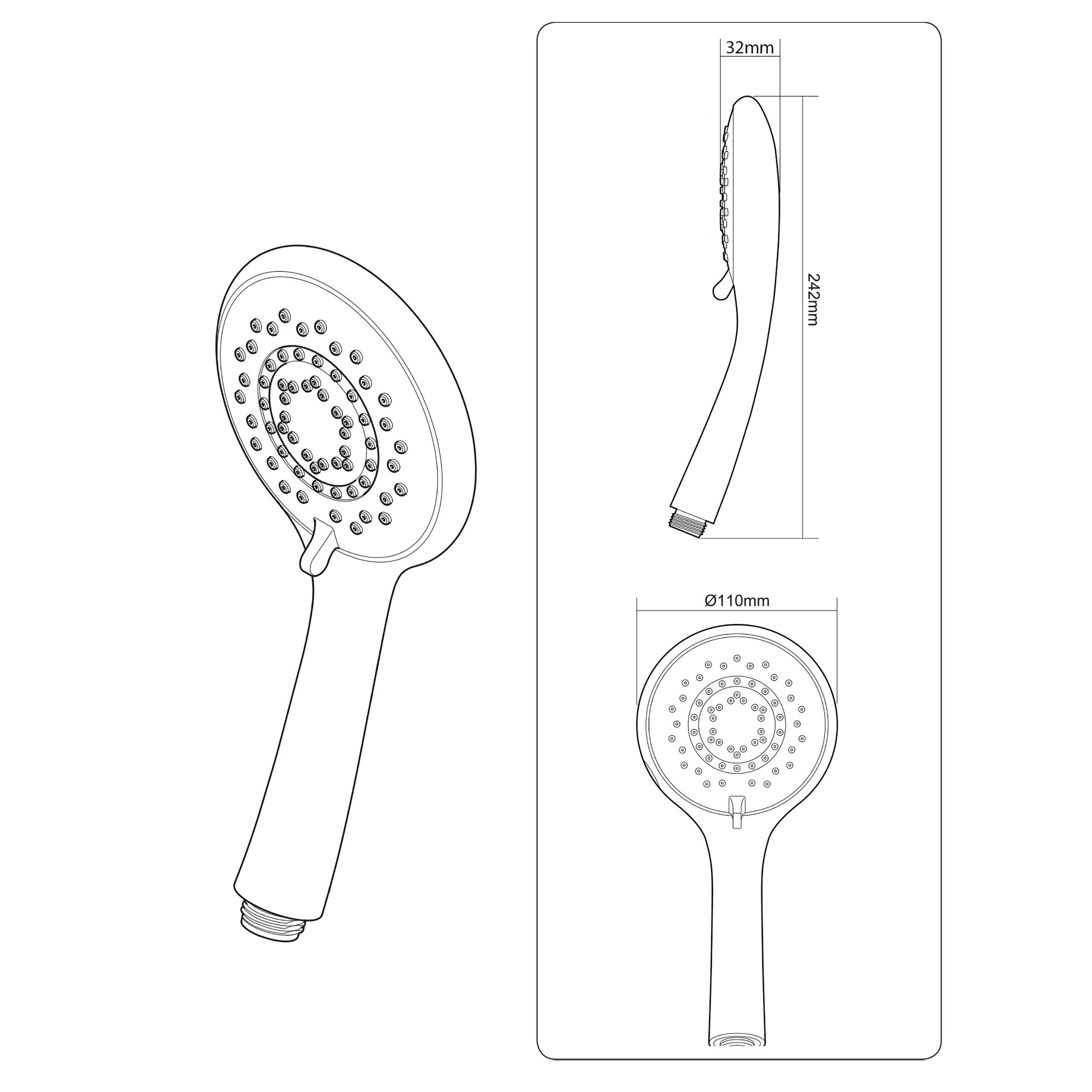 Triton Chrome effect 5-spray pattern Shower head, 245mm
