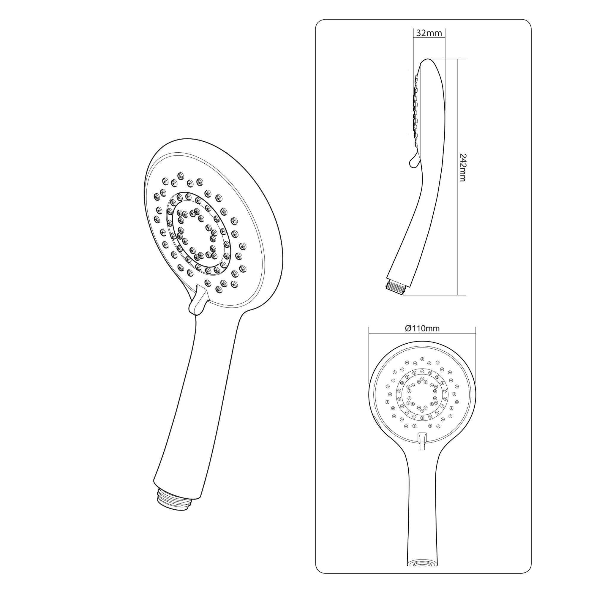 Triton Chrome effect 5-spray pattern Shower riser rail kit