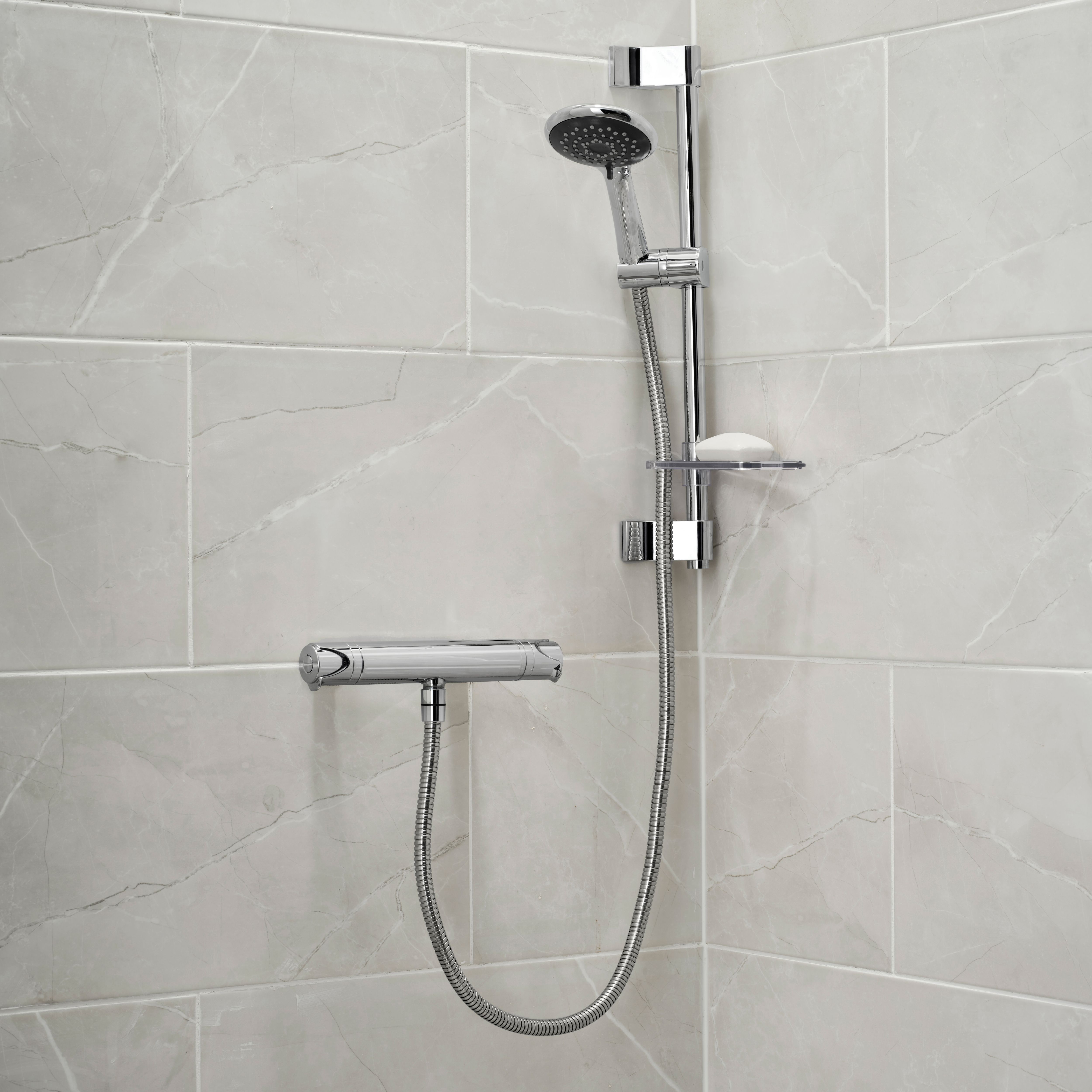 Triton Corner Chrome effect Single-spray pattern Shower kit - 3