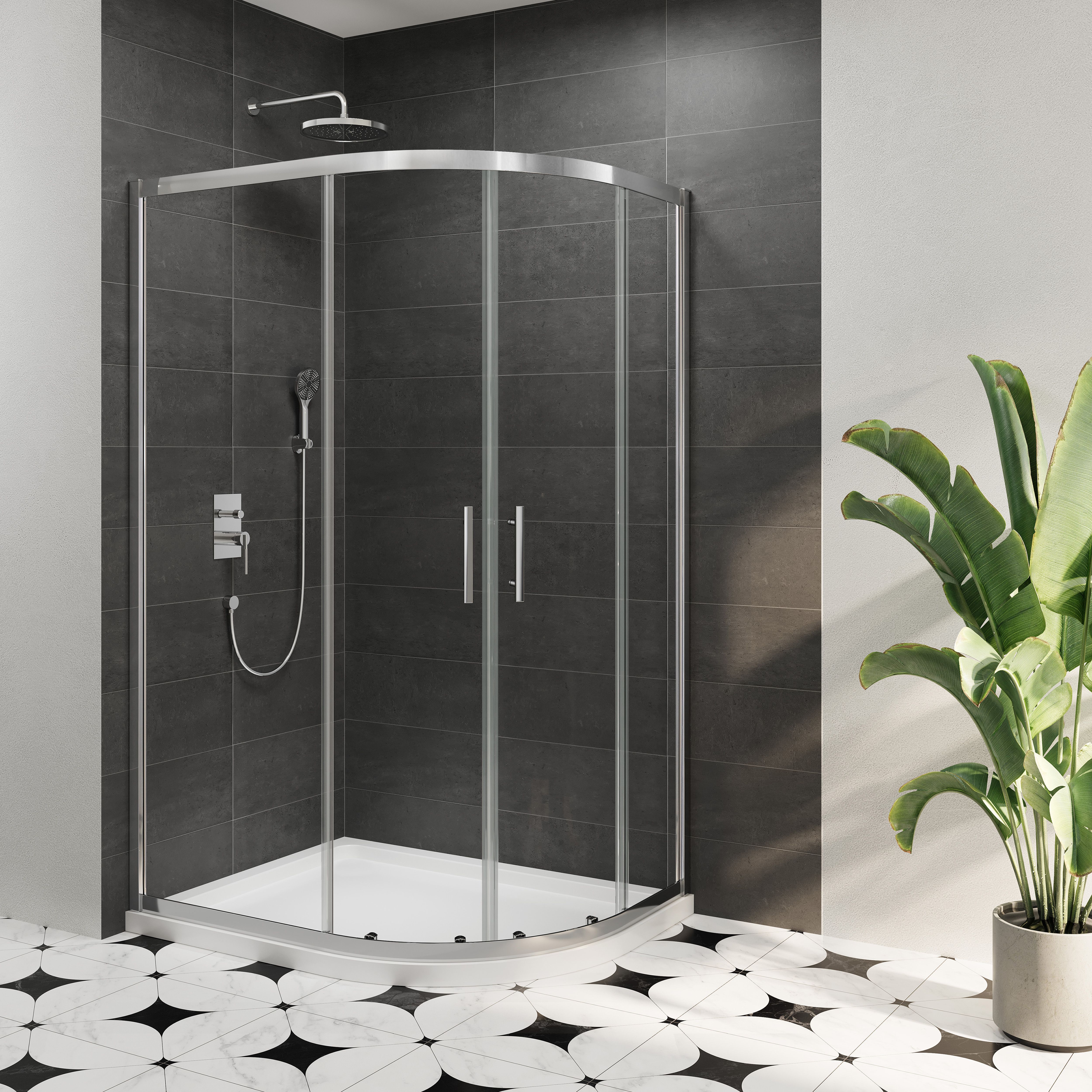 Triton Fast fix Clear Chrome effect Offset quadrant Shower enclosure ...