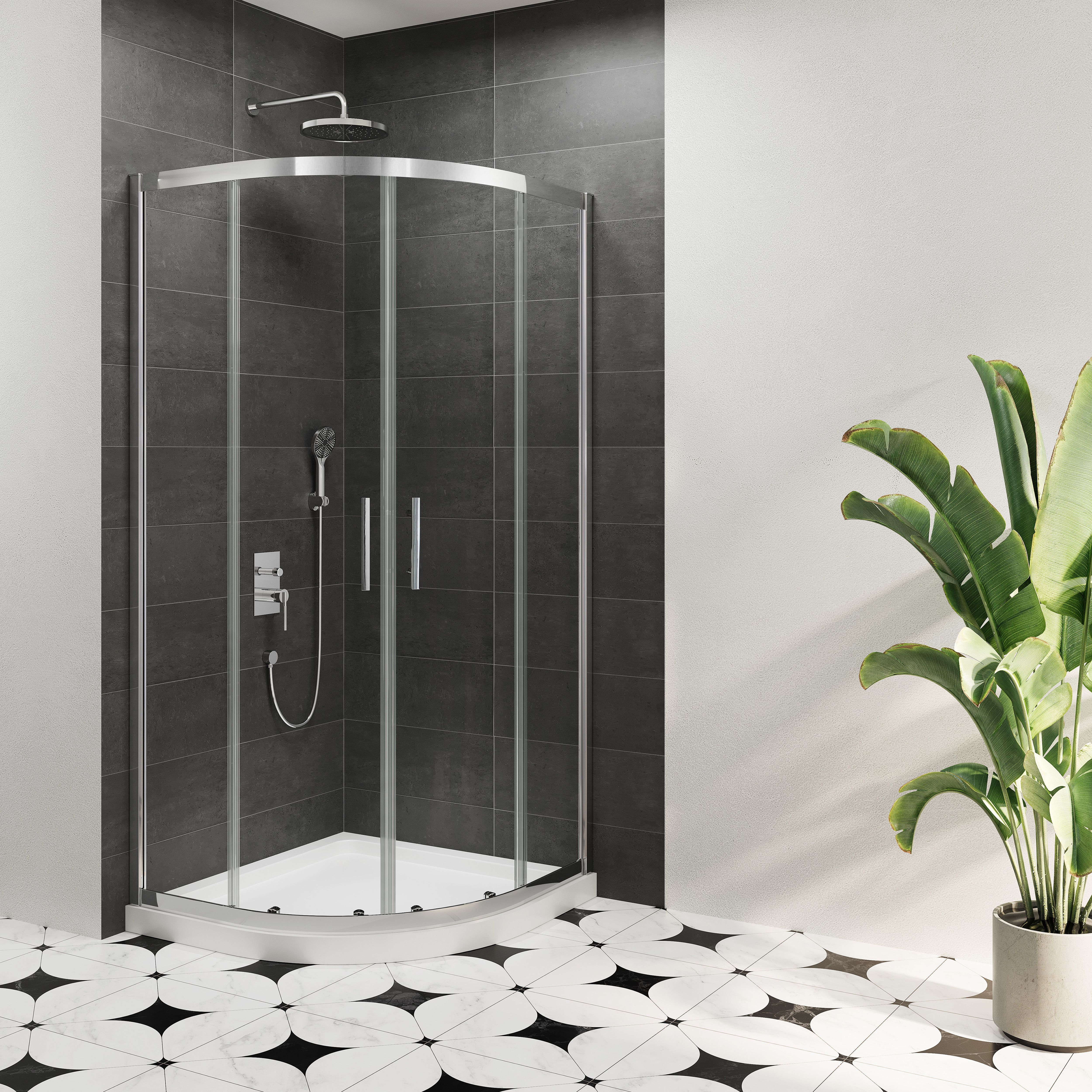 Triton Fast fix Clear Chrome effect Quadrant Shower enclosure - Sliding ...