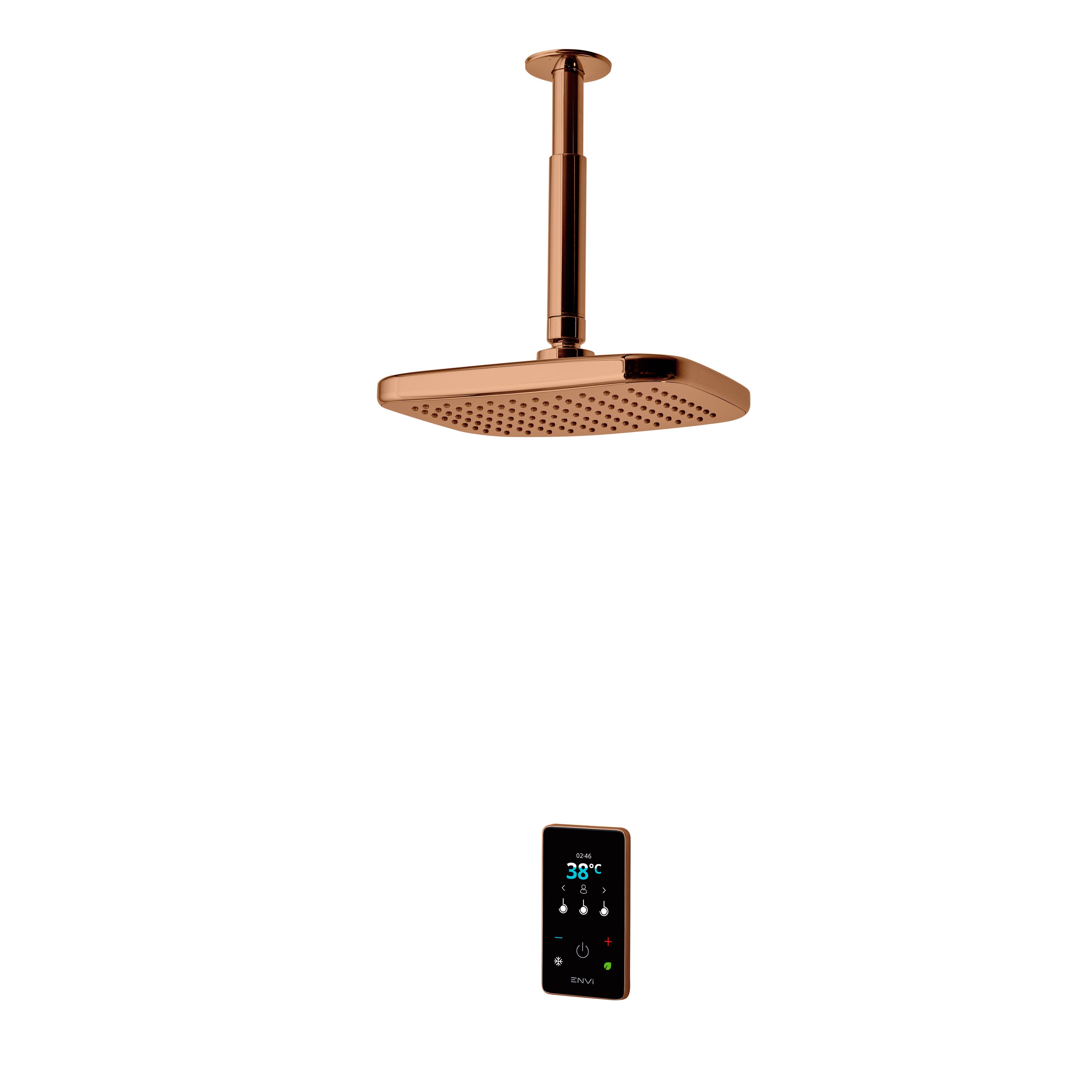 Triton Gloss Copper effect Fixed shower head Thermostatic Electric Shower, 9kW