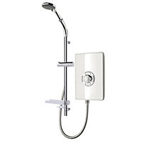 Triton Gloss Silver & white Chrome effect Manual Electric Shower, 9.5kW