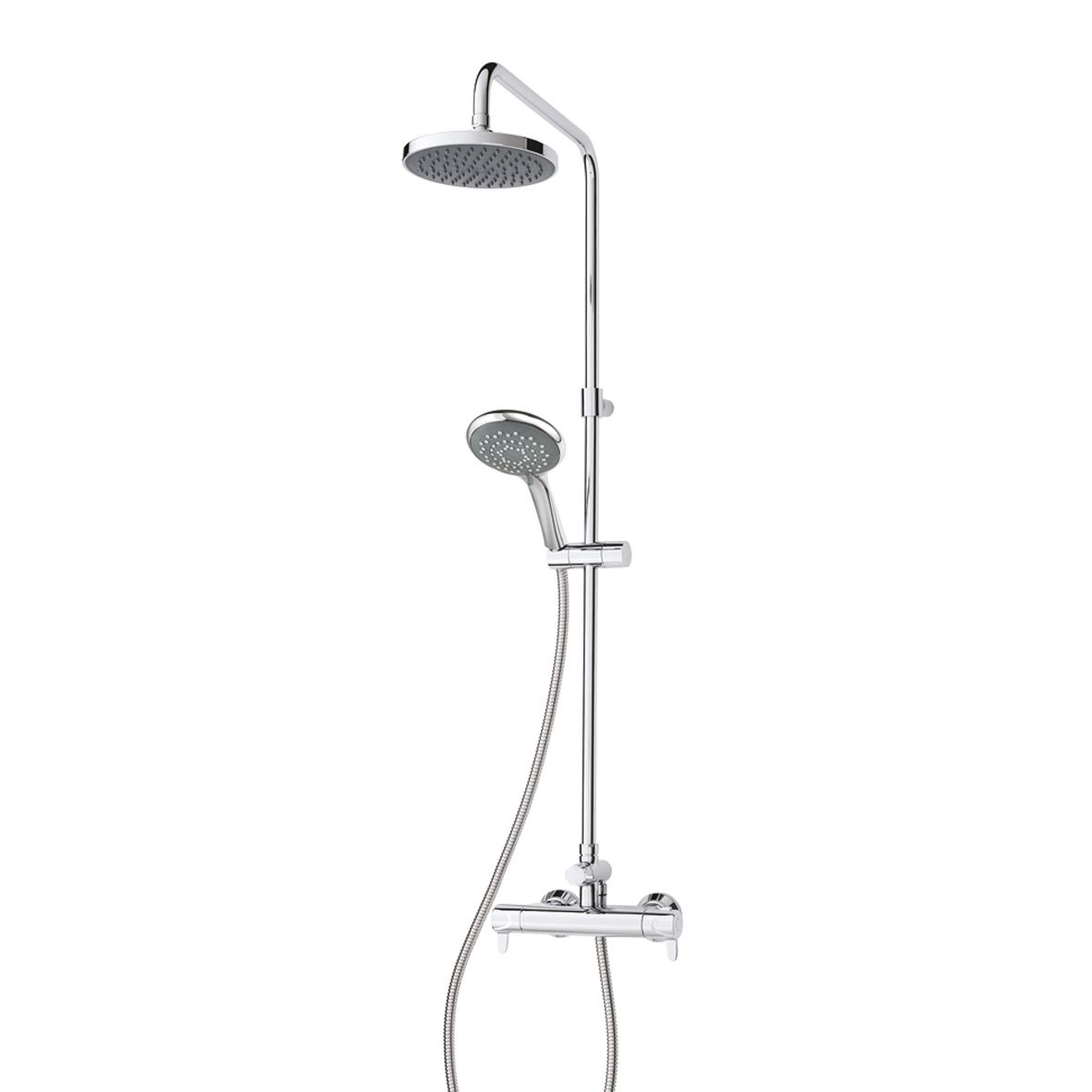 Triton Leona Chrome effect Wall-mounted Thermostatic Mixer Shower with 2 Shower heads