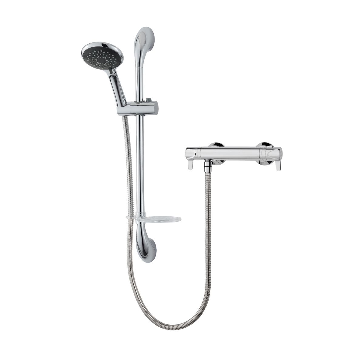 Triton Leona Gloss Chrome effect Wall-mounted Thermostatic Mixer 