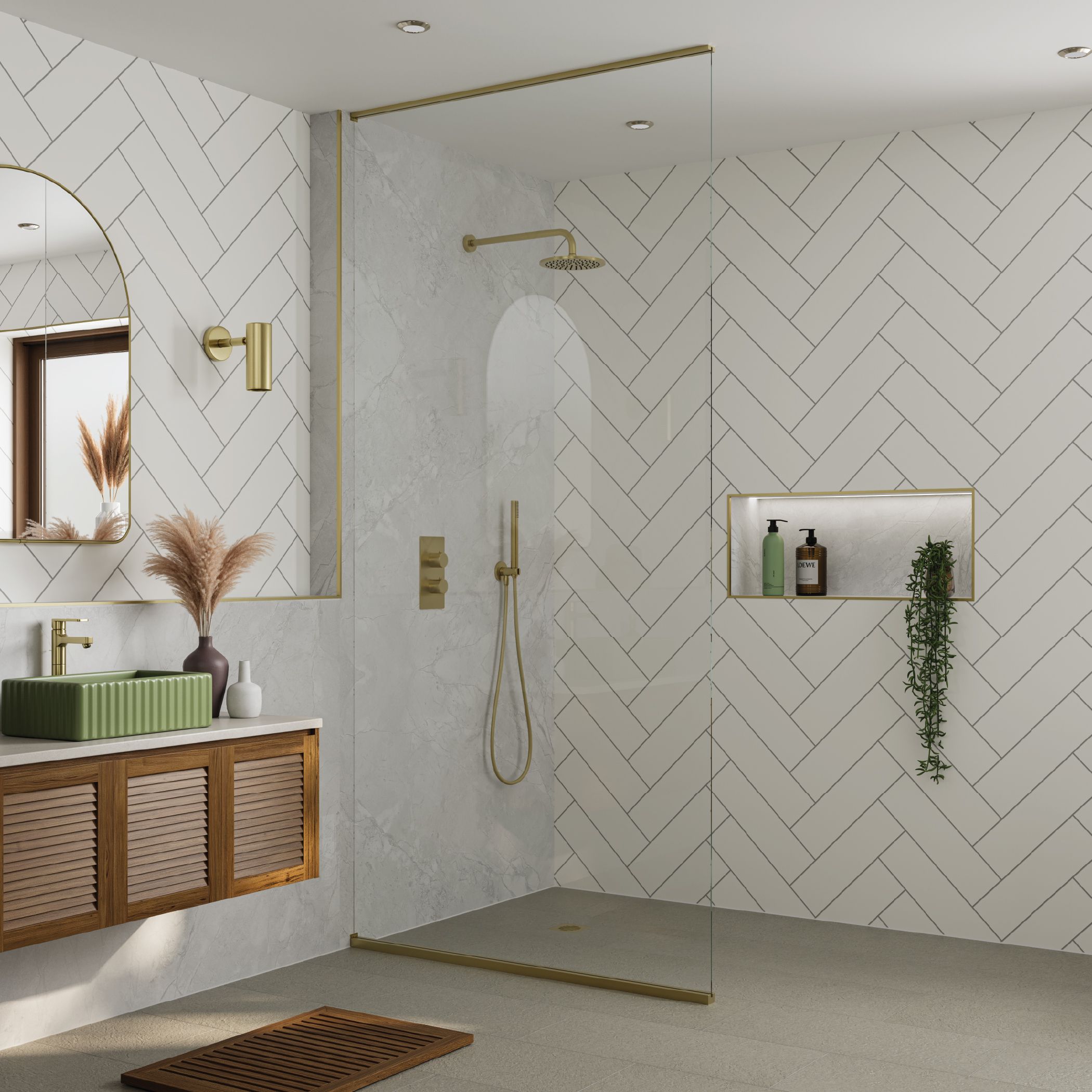Triton MDF Bathroom & wet room Decorative panel (H)2400mm (W)1200mm - Matt Almalfi Marble effect