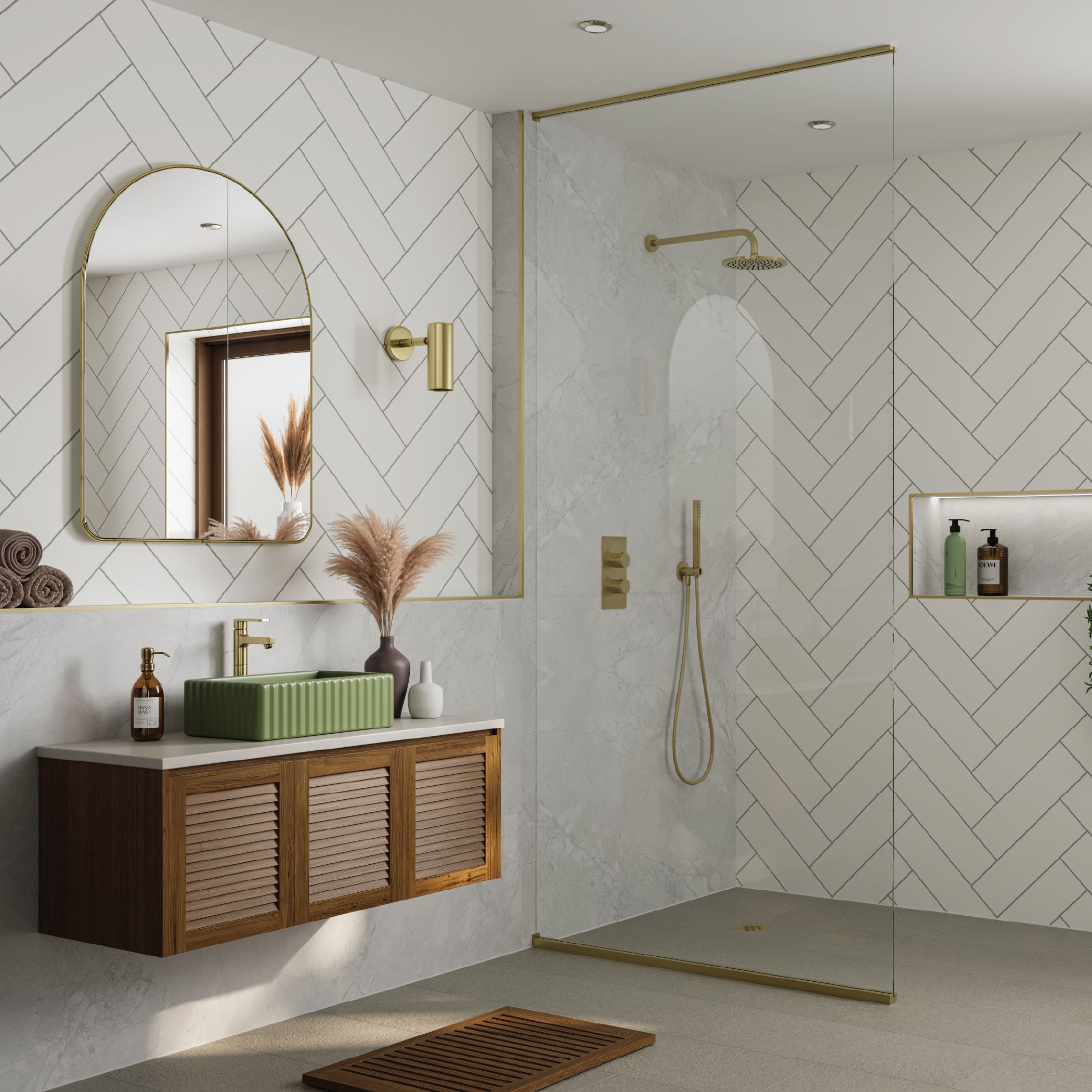 Triton MDF Tongue & groove Bathroom & wet room Decorative panel (H ...