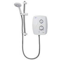 Triton Novel SR silent Gloss Silver & white Chrome effect Rear fed Thermostat temperature control Power Shower