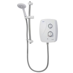 Triton Novel SR silent Gloss Silver & white Chrome effect Rear fed Thermostat temperature control Power Shower
