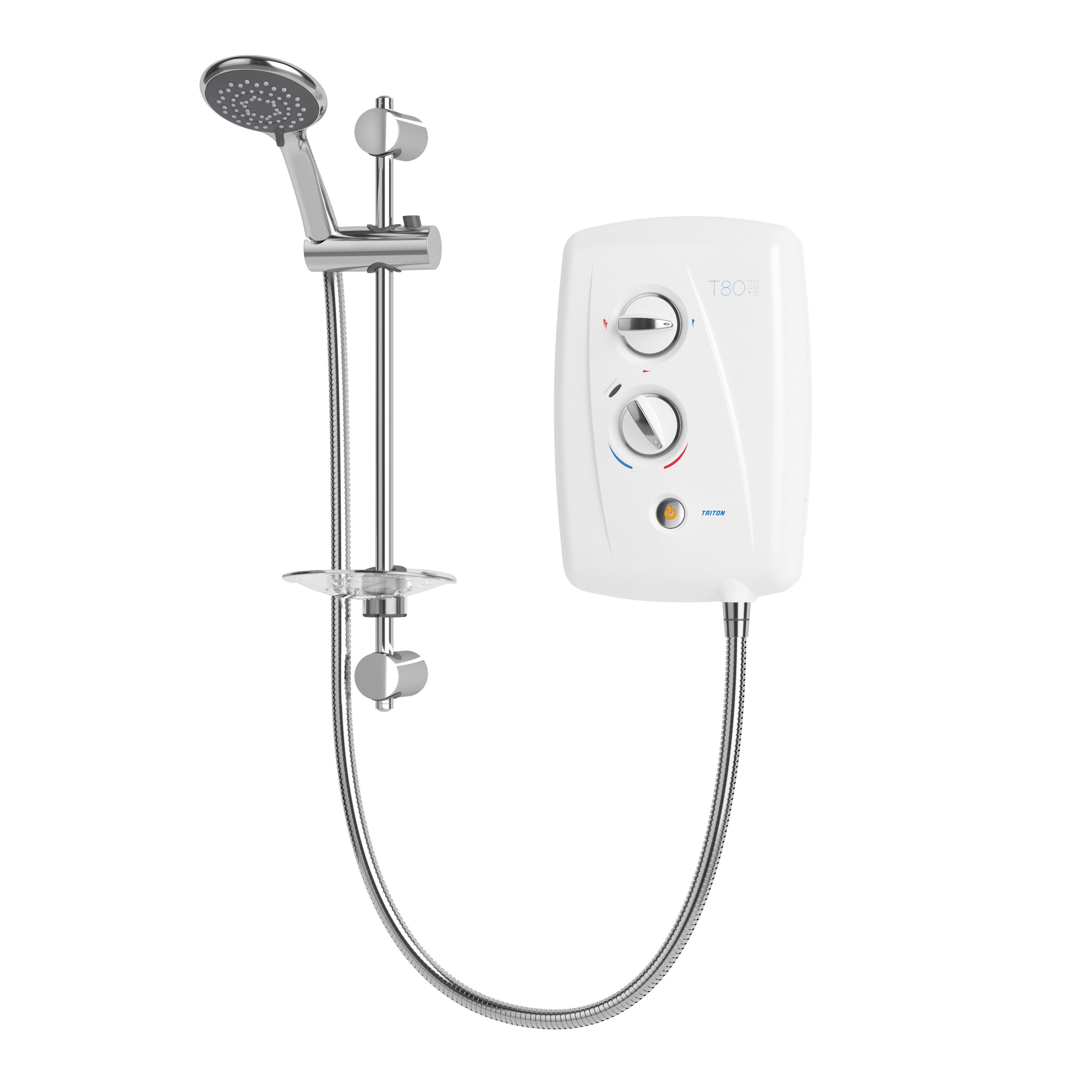 Triton T80 Easi-fit+ Gloss White Manual Electric Shower, 7.5kW