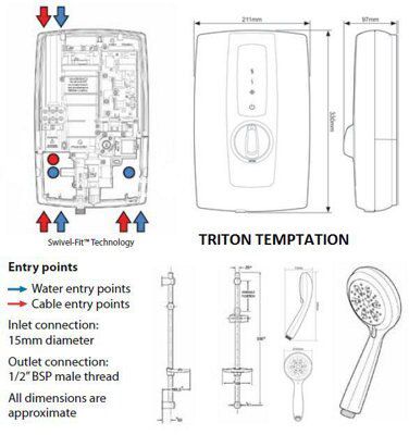 Triton Temptation Red Electric Shower, 8.5kW