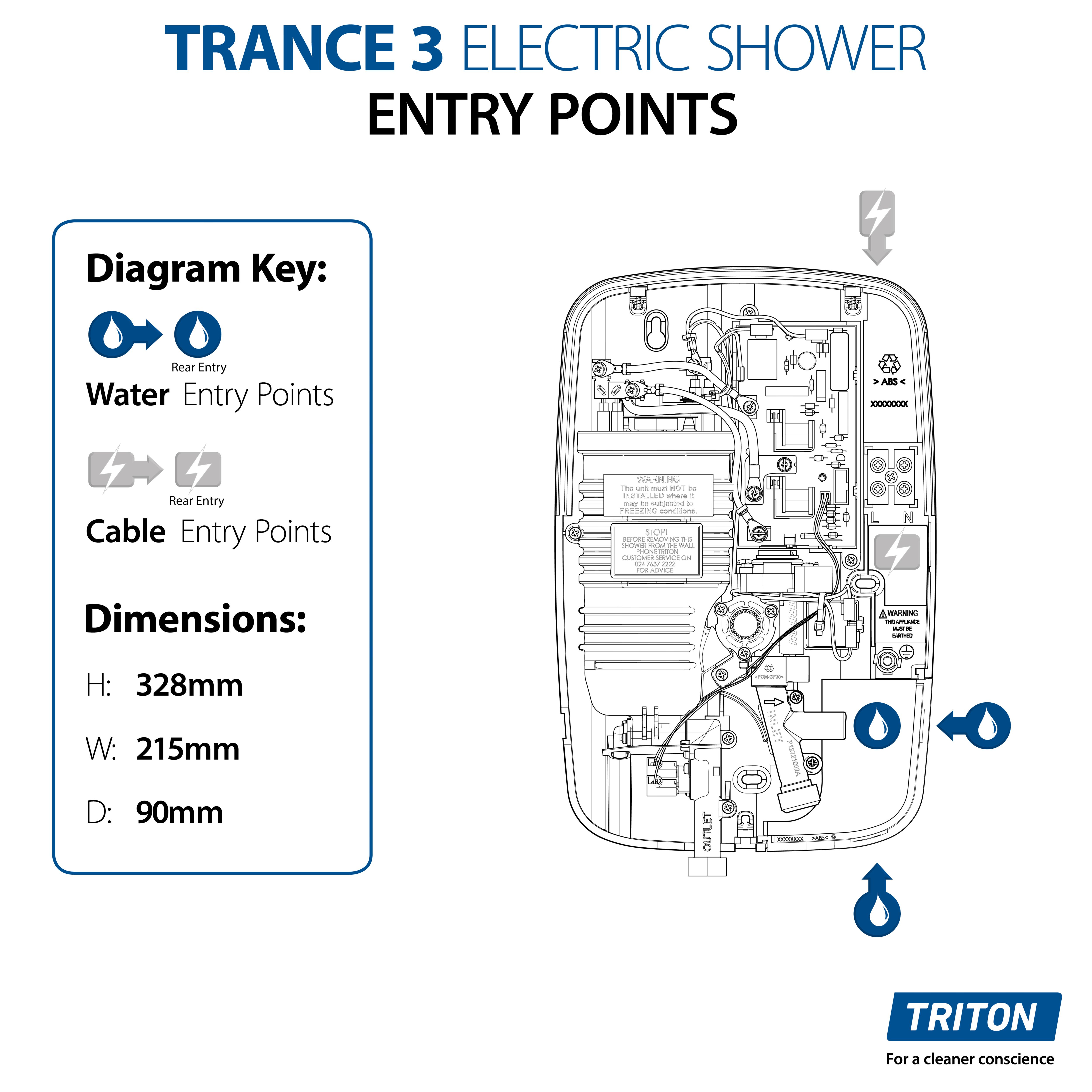 Triton Trance 3 Matt Black Electric Shower, 8.5kW