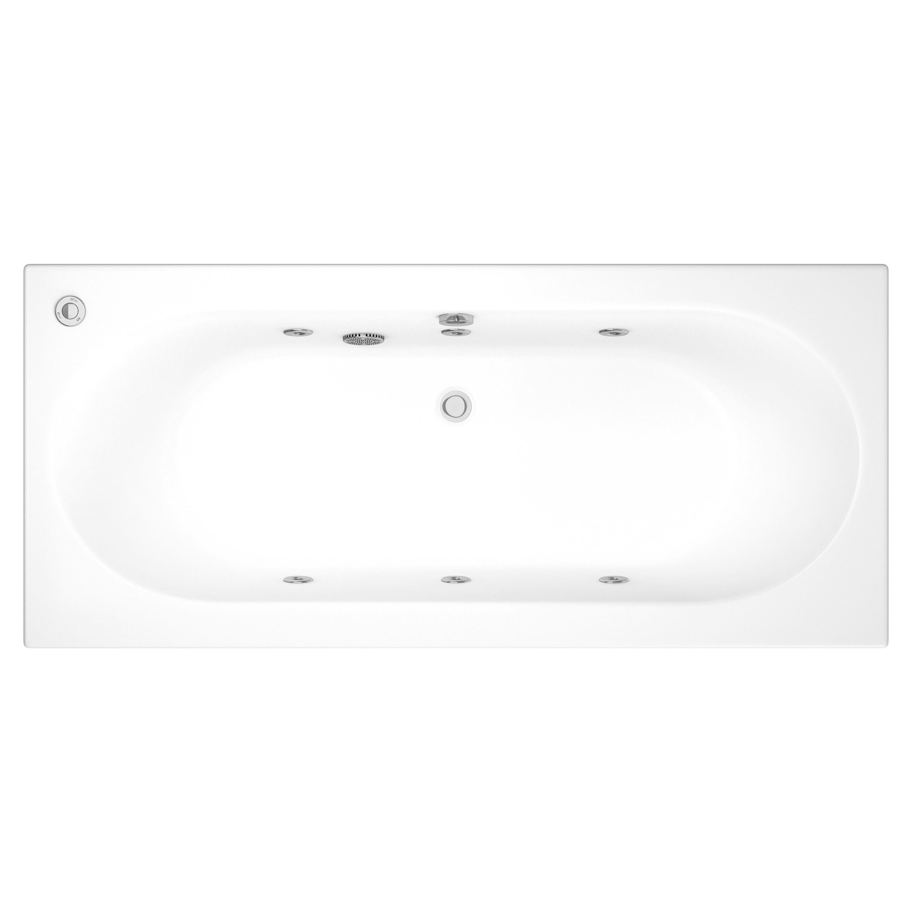 Trojan Baths Helena Gloss White Curved Left & right-handed Twin ended Bath, panel & air spa set with 6 jets (L)1700mm