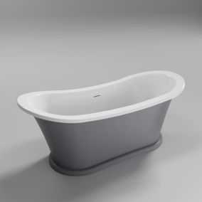 Trojan Baths Matt Grey Oval Left or right-handed Modern Freestanding Luxury bath (L)170cm (W)74cm