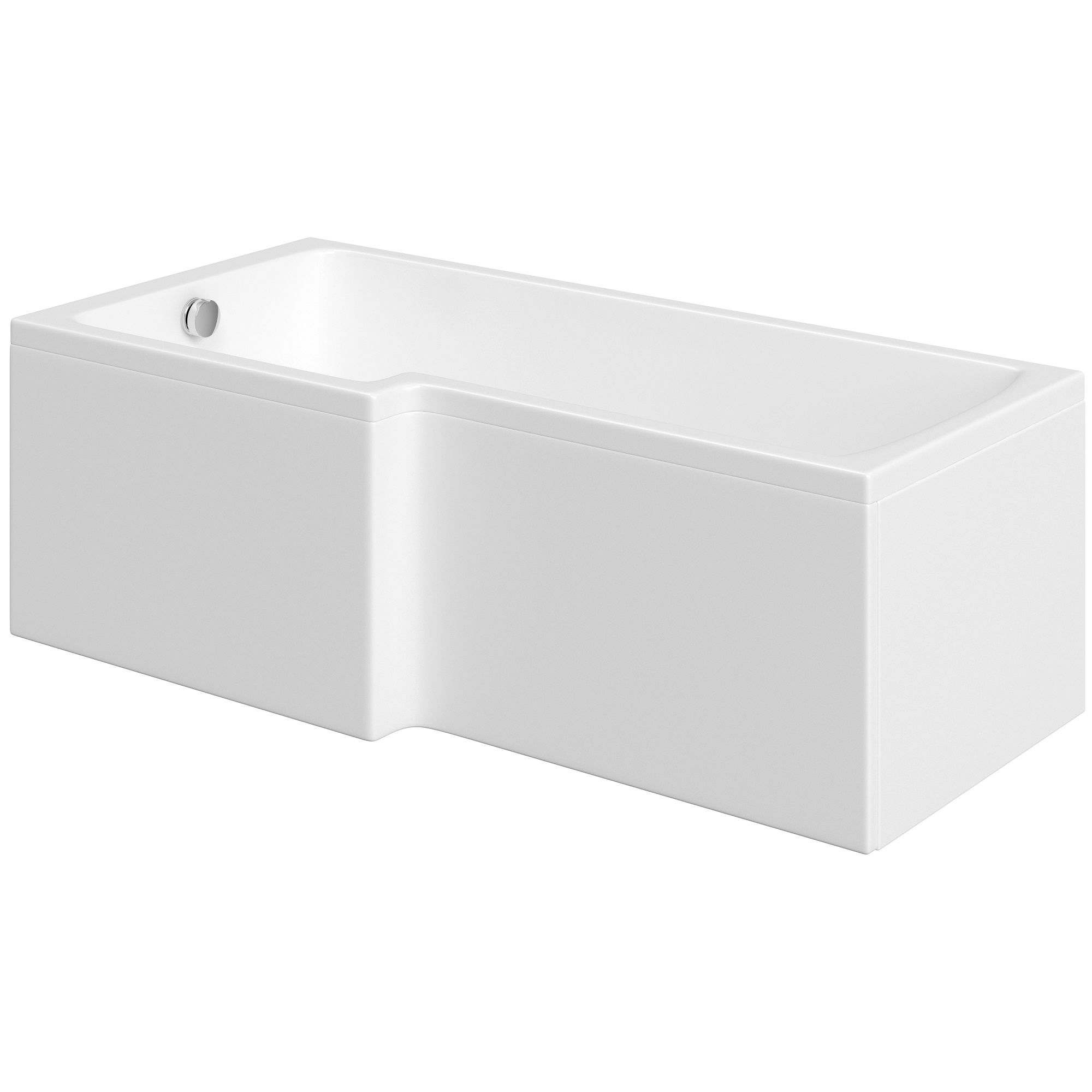 Trojan Baths Solarna White L-shaped Left-handed Single ended Bath, panel, screen & air spa set with 21 jets (L)1700mm