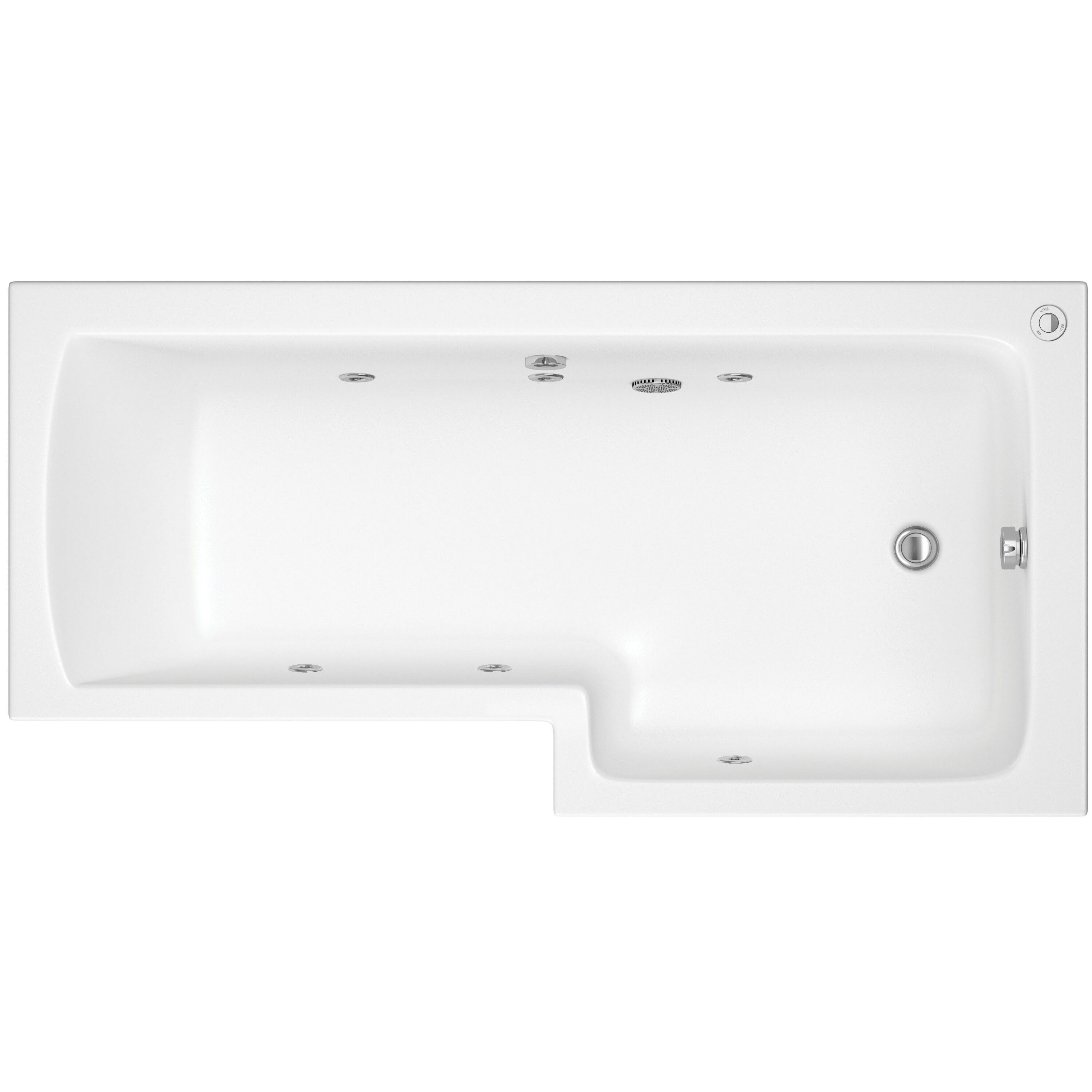 Trojan Baths Solarna White L-shaped Right-handed Single ended Bath, panel, screen & air spa set with 6 jets (L)1700mm