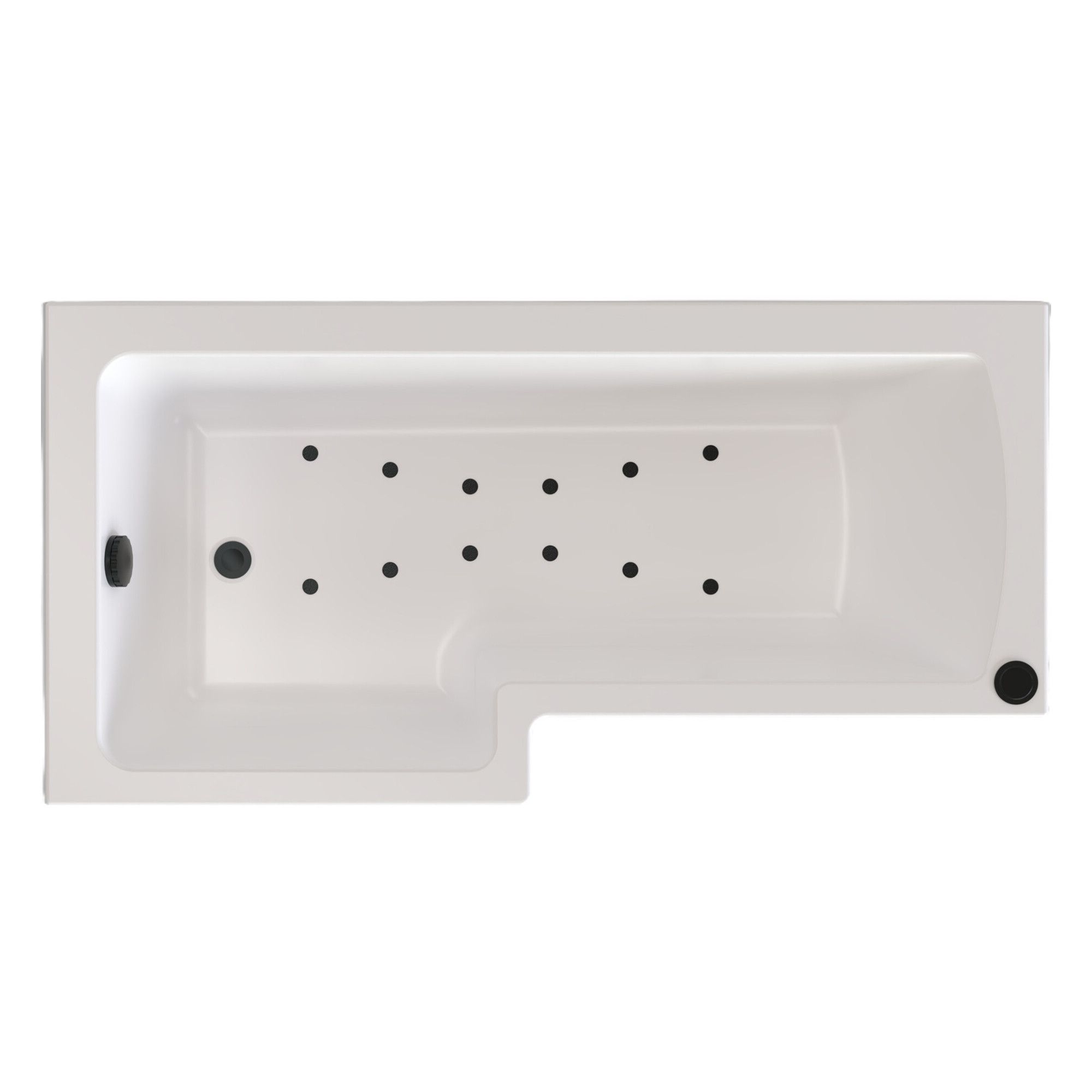 Trojan White 12 Jet L-shaped Air spa Bath with Lights & Black controls ...