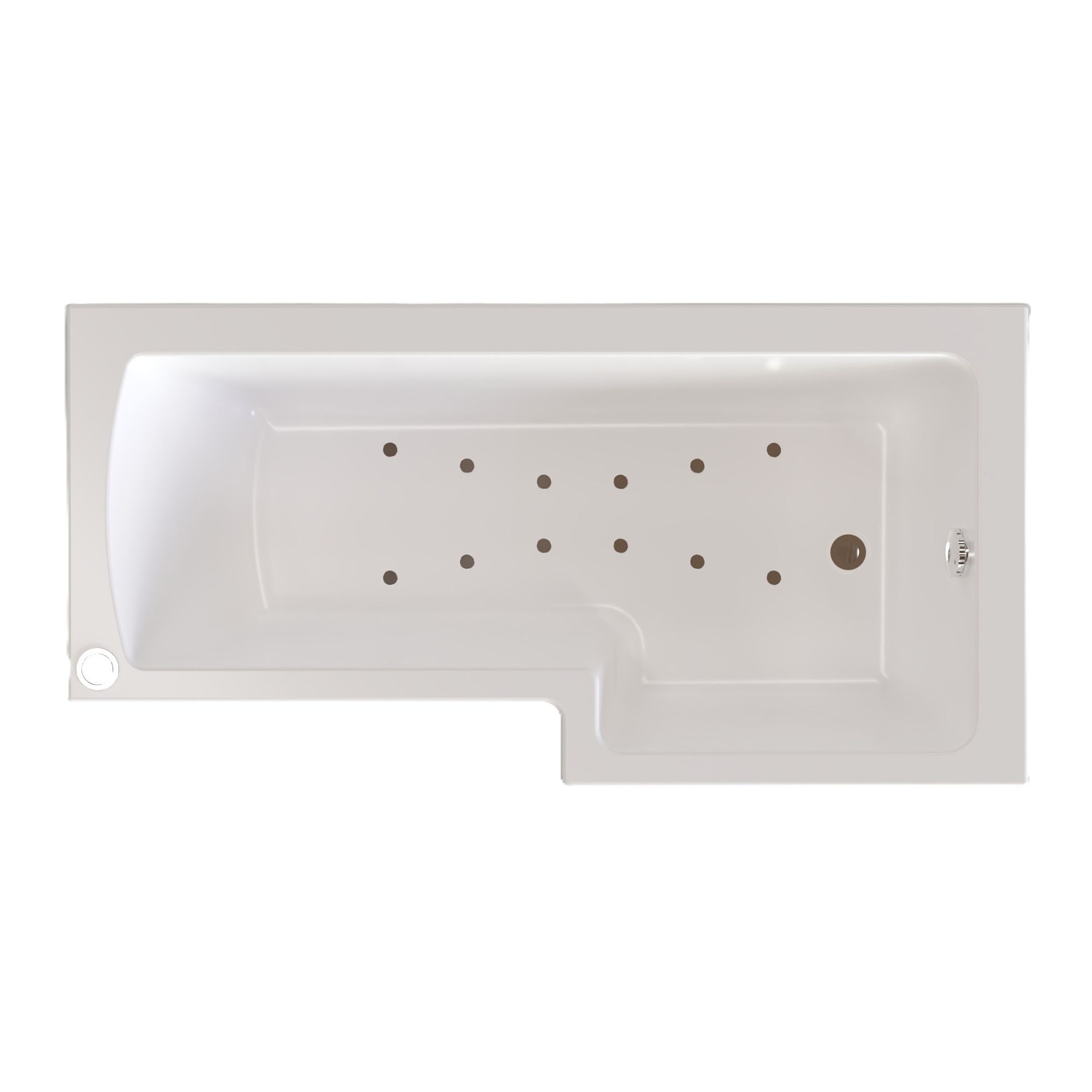 Trojan White 12 Jet L-shaped Air spa Bath with Lights & Chrome effect ...