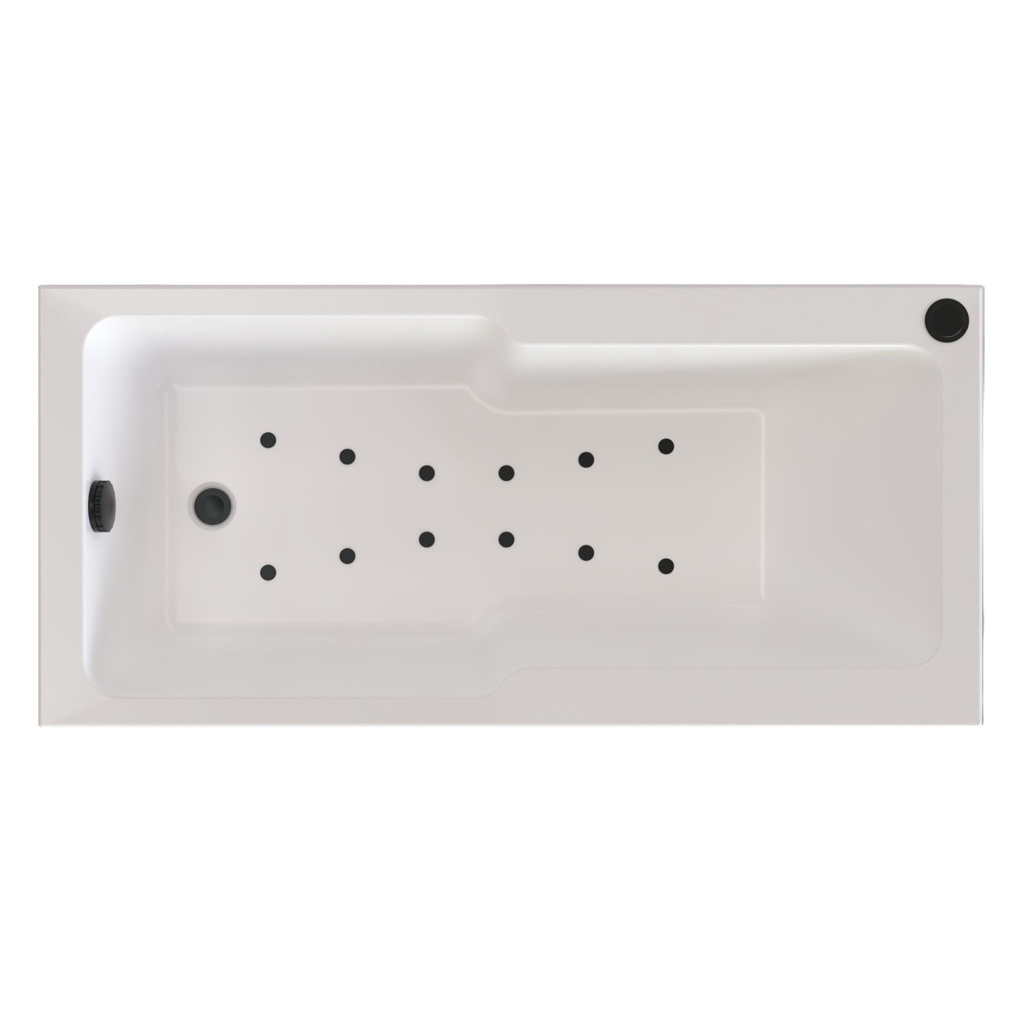 Trojan White 12 Jet Rectangular Air spa Bath with Lights & Black ...