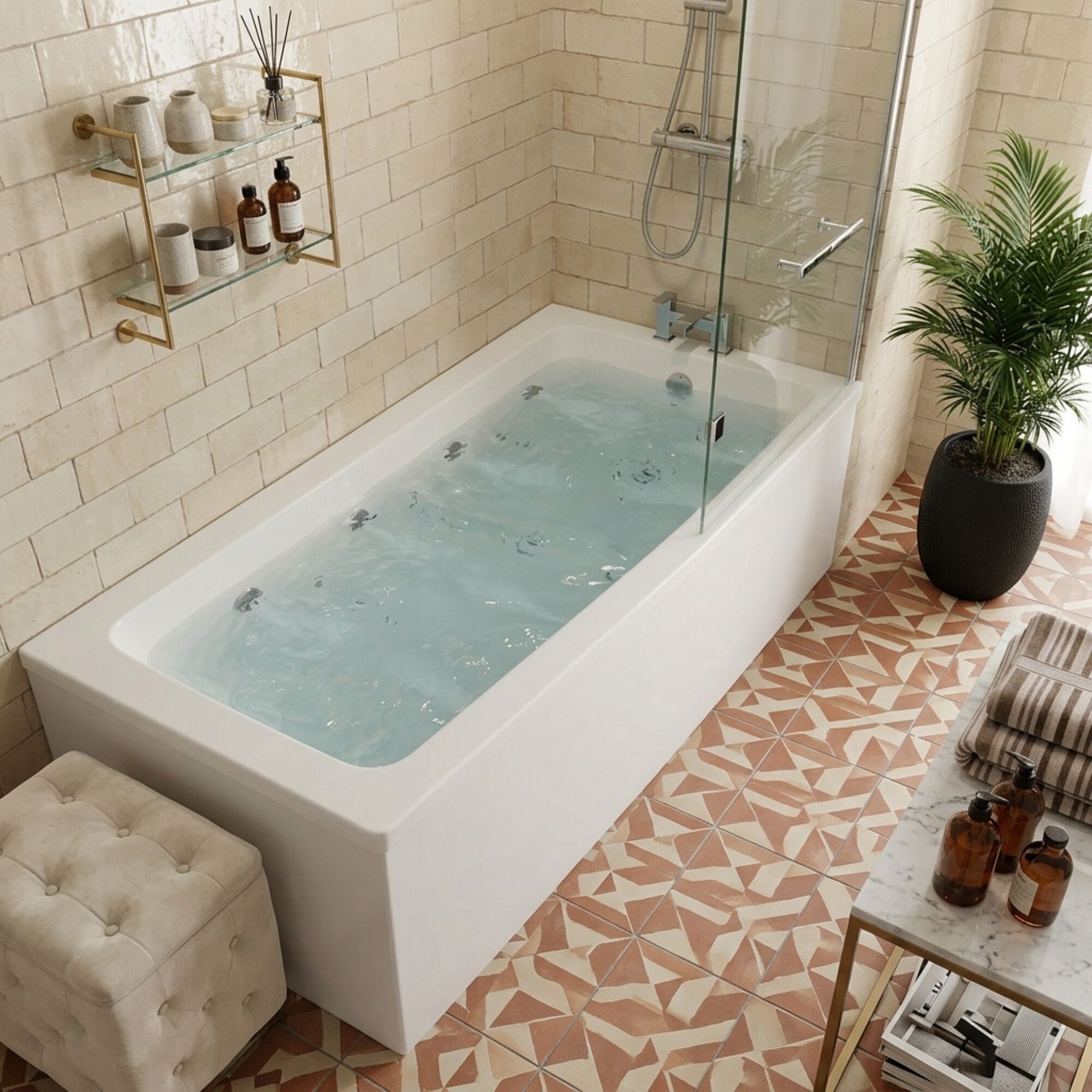 Trojan White 21 Jet Rectangular Straight Wellness spa bath system with ...