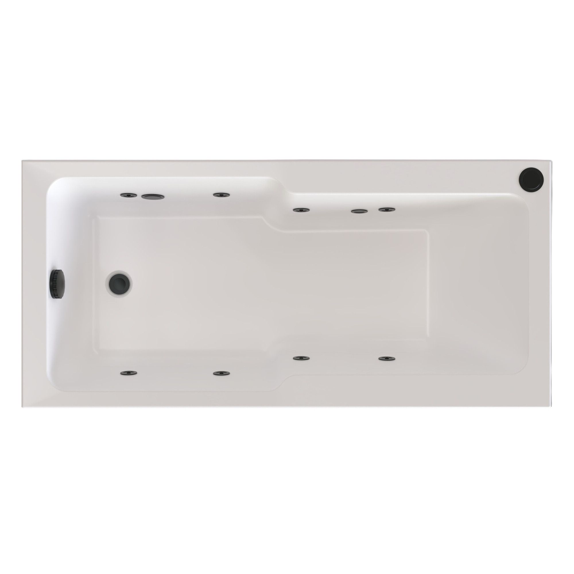 Trojan White 8 Jet Rectangular Whirlpool spa Bath with Lights & Black ...