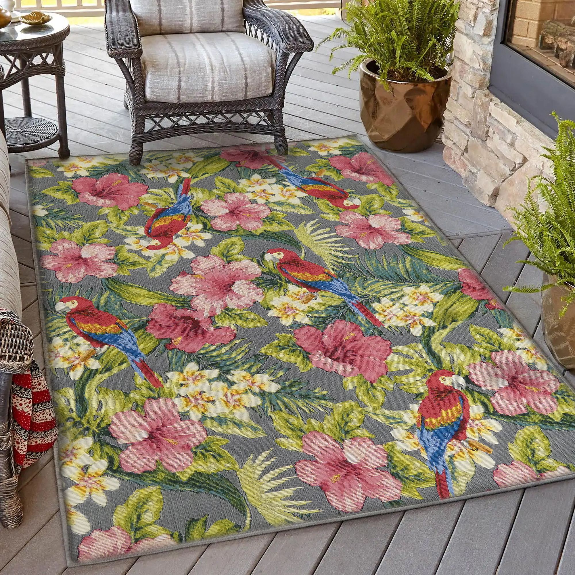 Tropicana Multicolour Floral Large Indoor & outdoor Rug, (L)235cm x (W ...