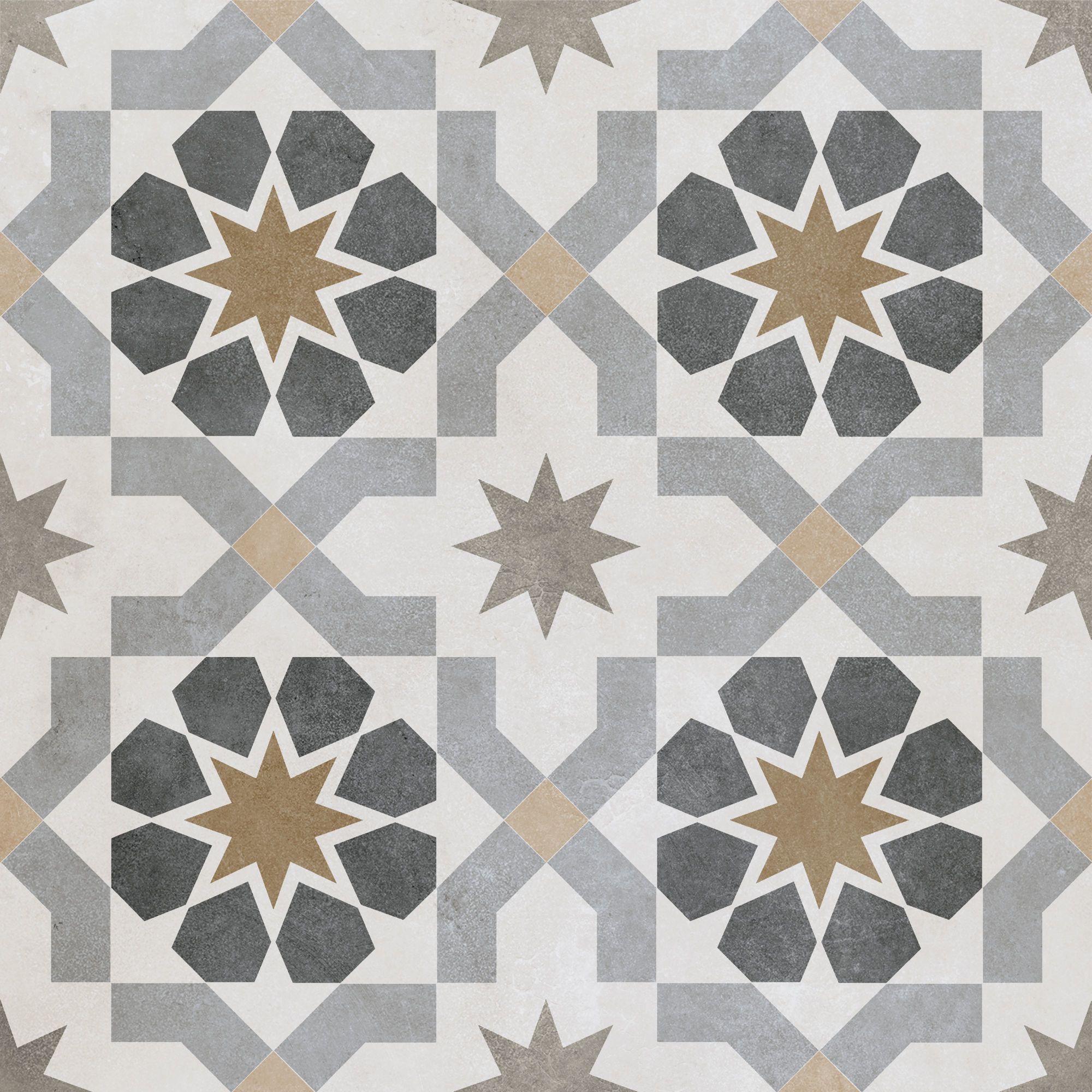 Troy Agran Multi Matt Patterned Porcelain Indoor Wall & floor Tile, Pack of 9, (L)330mm (W)330mm