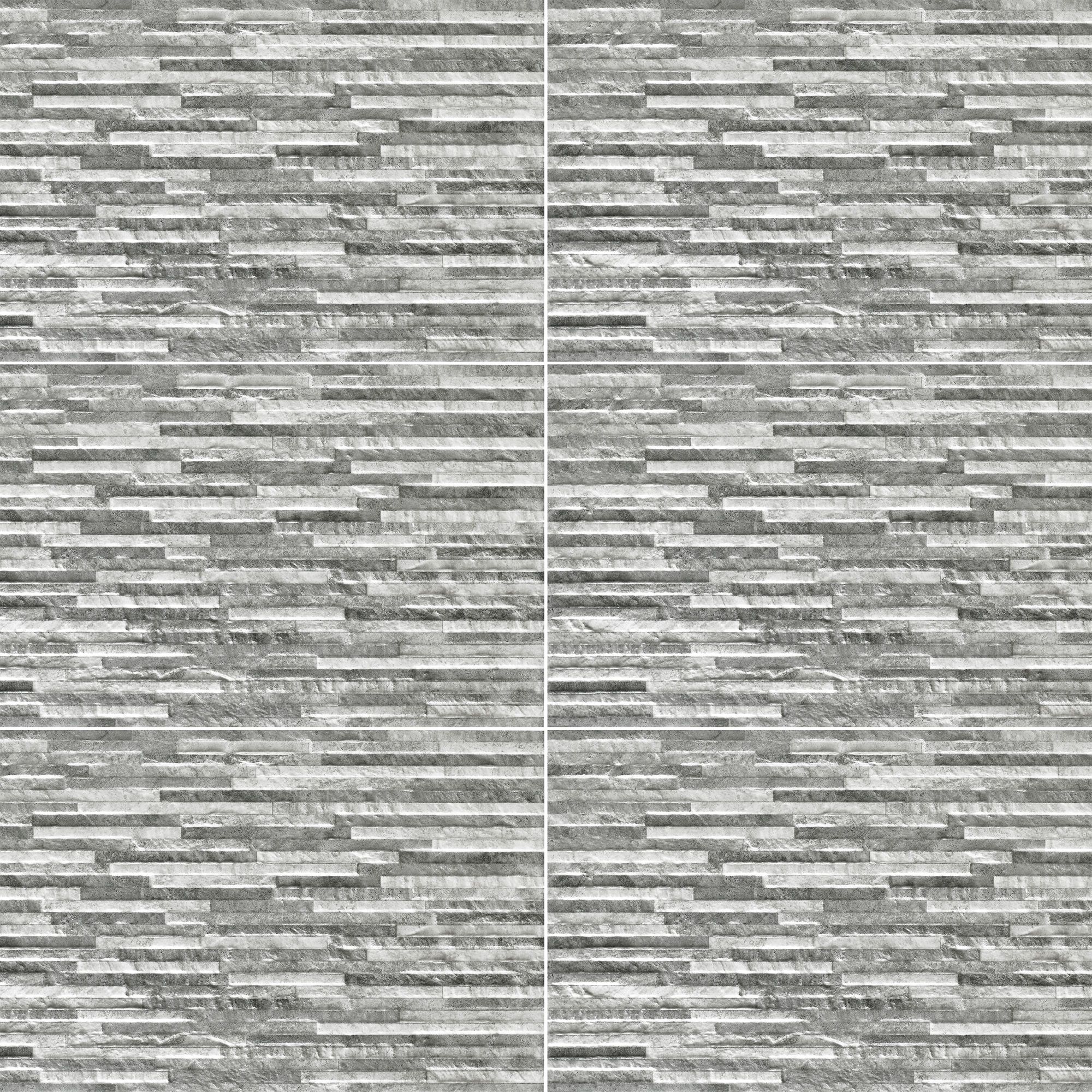 Troy Oscano Grey mix Matt Splitface Stone effect Ceramic Indoor Wall Tile, Pack of 6, (L)300mm (W)600mm